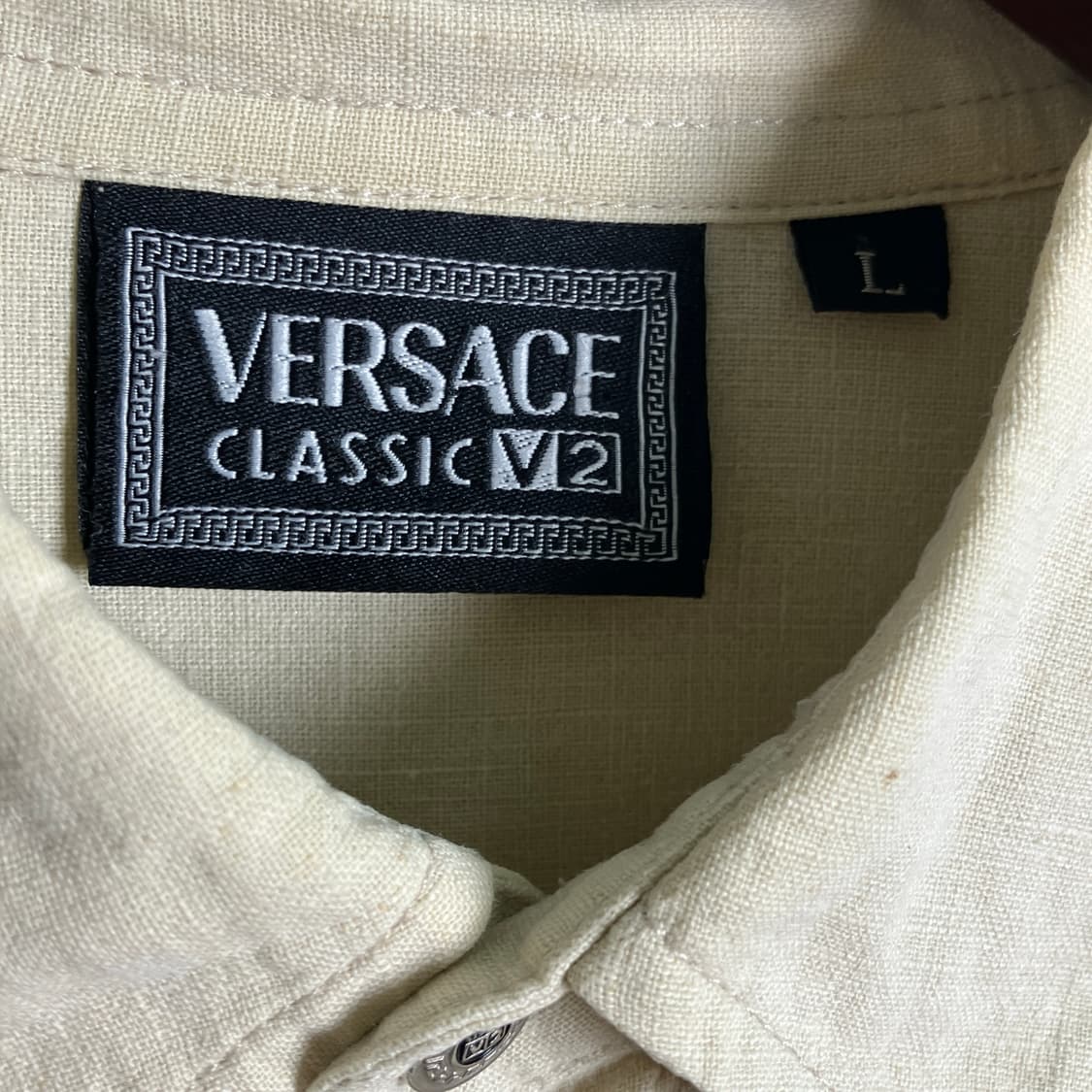 Versace 베르사체 빈티지 베이지 린넨 셔츠 L 상품이미지4