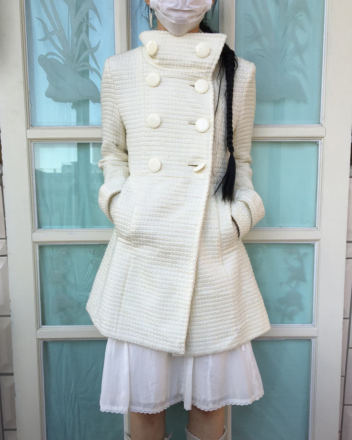 Double button high neck coat 상품이미지1