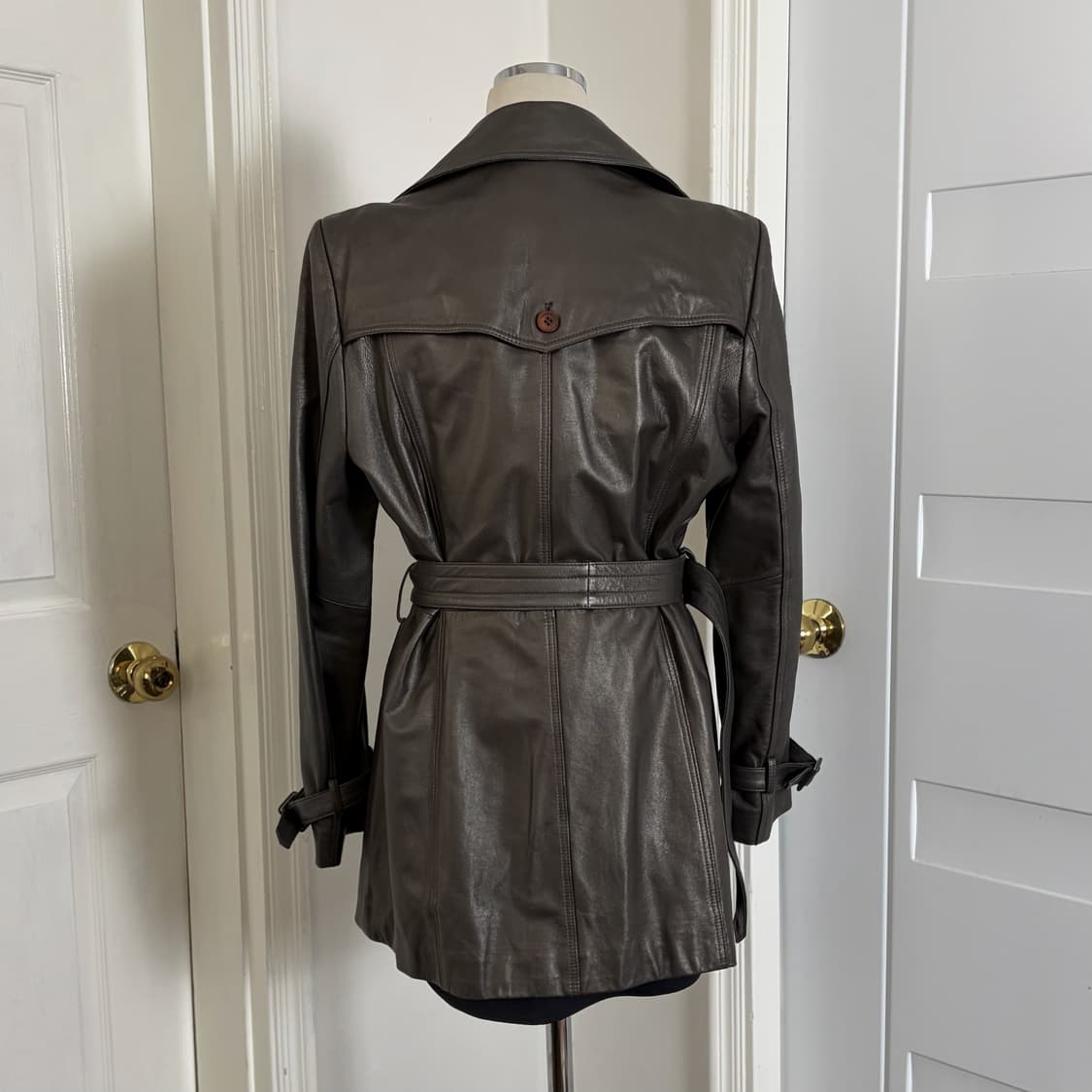 Robo 레더 트렌치 코트 그레이 양가죽100% 상품이미지2