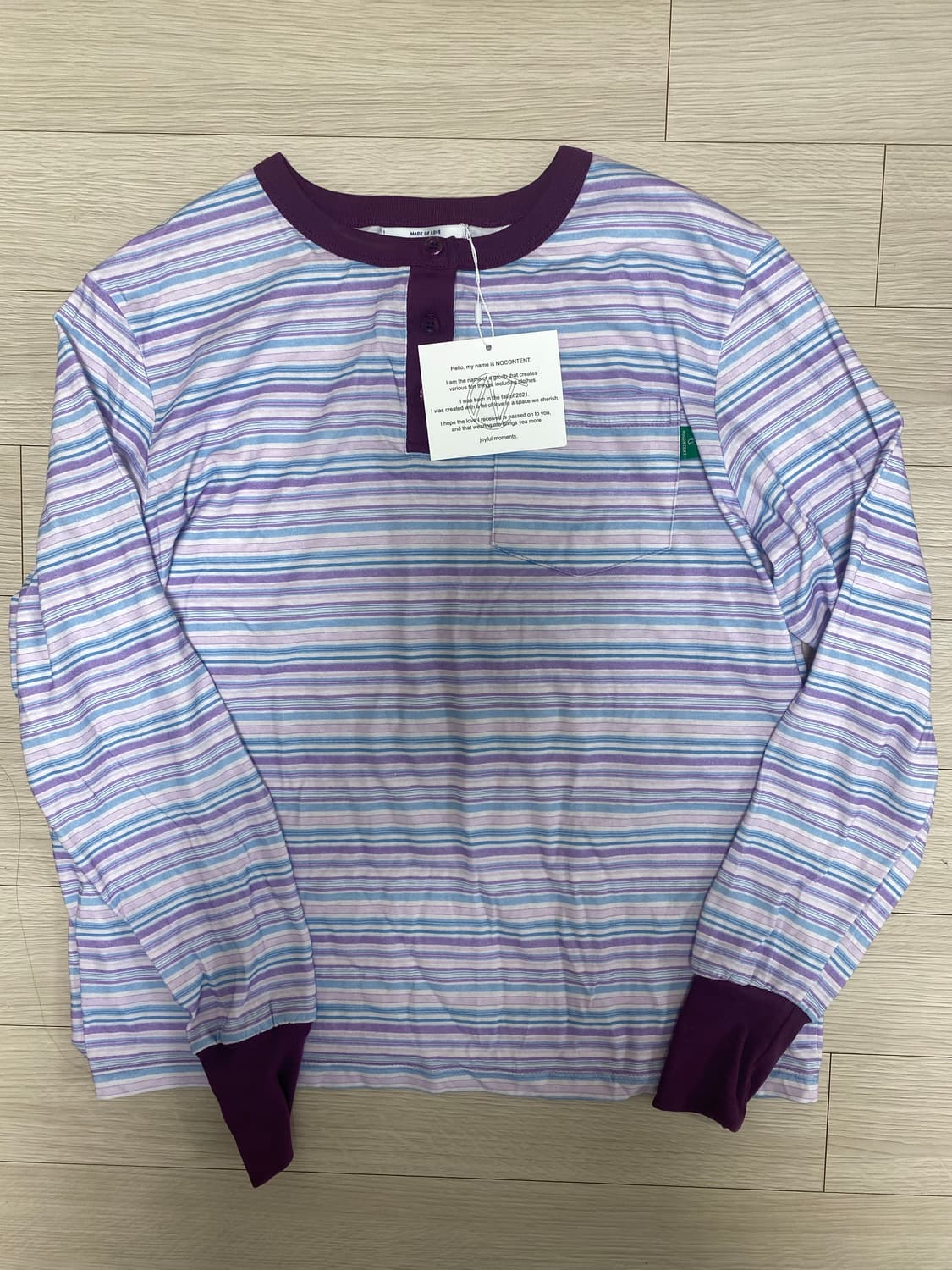노컨텐츠 티셔츠 Henley stripeT_   purple 상품이미지2