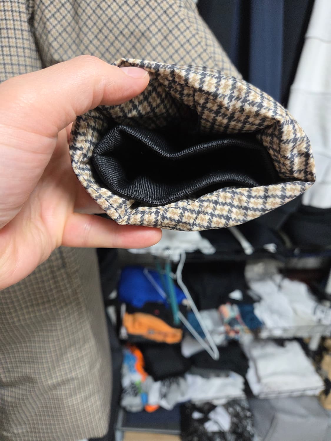 지오지아 체크 구스다운 롱패딩 상품이미지2