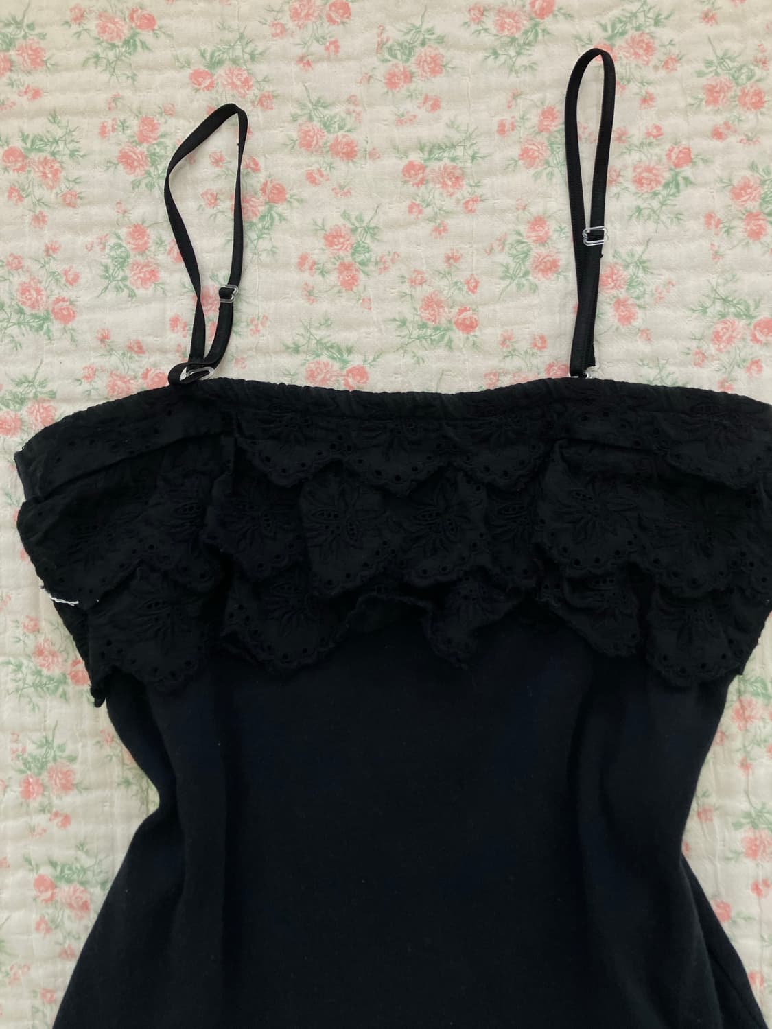 빈티지 블랙 레이스 탑 나시 1042 y2k 스트릿 갸루 펑키 일본빈티지 상품이미지5