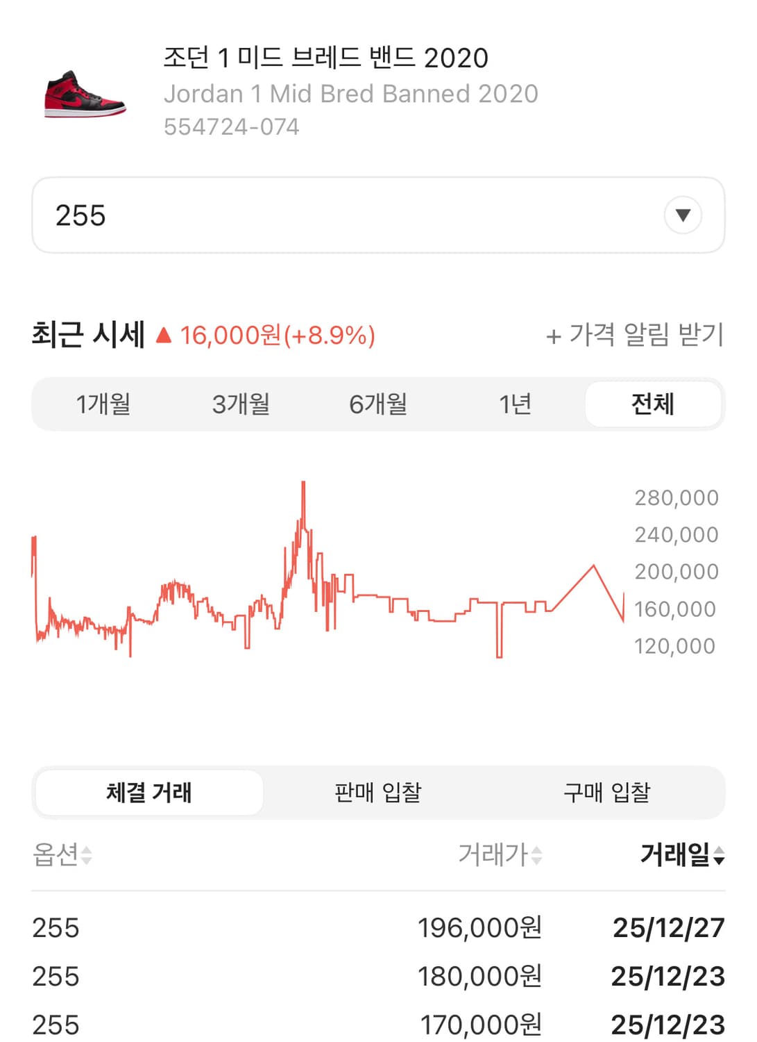 나이키 조던 1 미드 브레드 밴드 255 상품이미지10