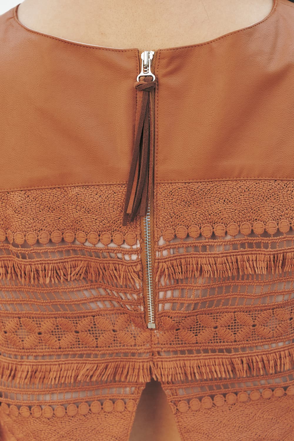 [s] KUME 쿠메 프린지 레이스 보헤미안 에스닉 민소매 나시 탑 상품이미지8