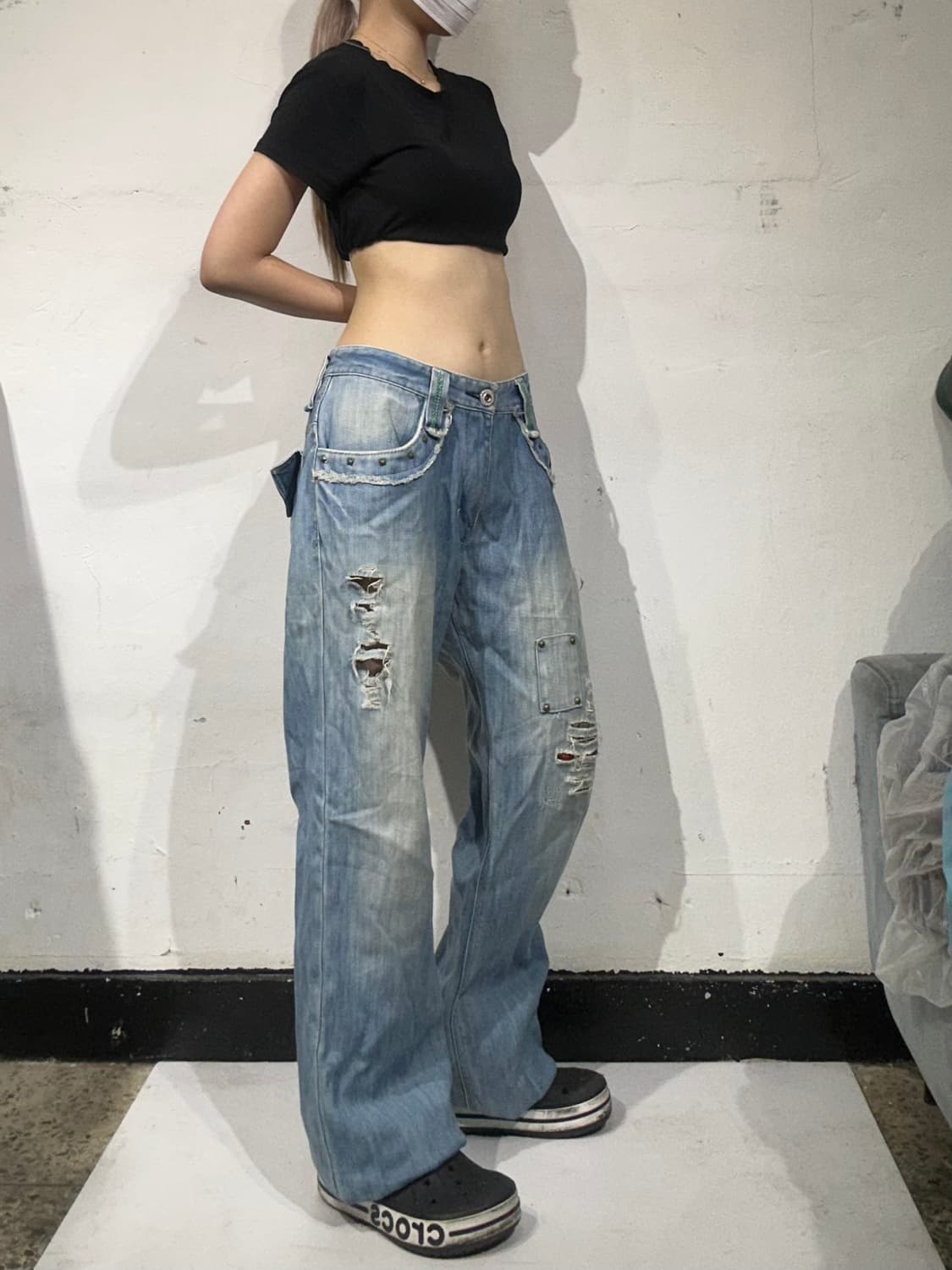키스마크 연청 일본 빈티지 와이드 데님 팬츠 L 상품이미지1