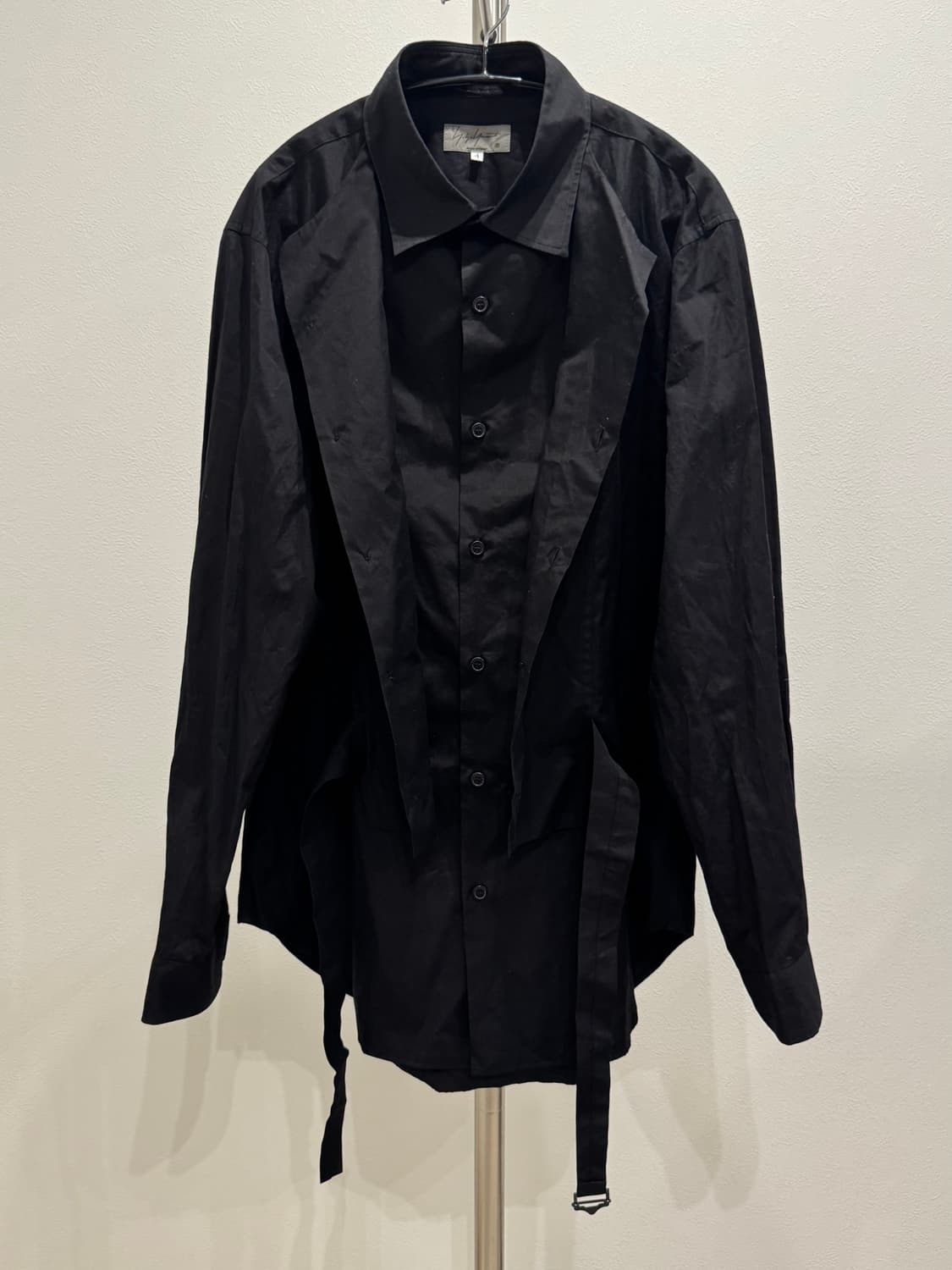 요지야마모토 뿌르옴므 19aw 레이어드 벨티드 롱 셔츠 상품이미지1