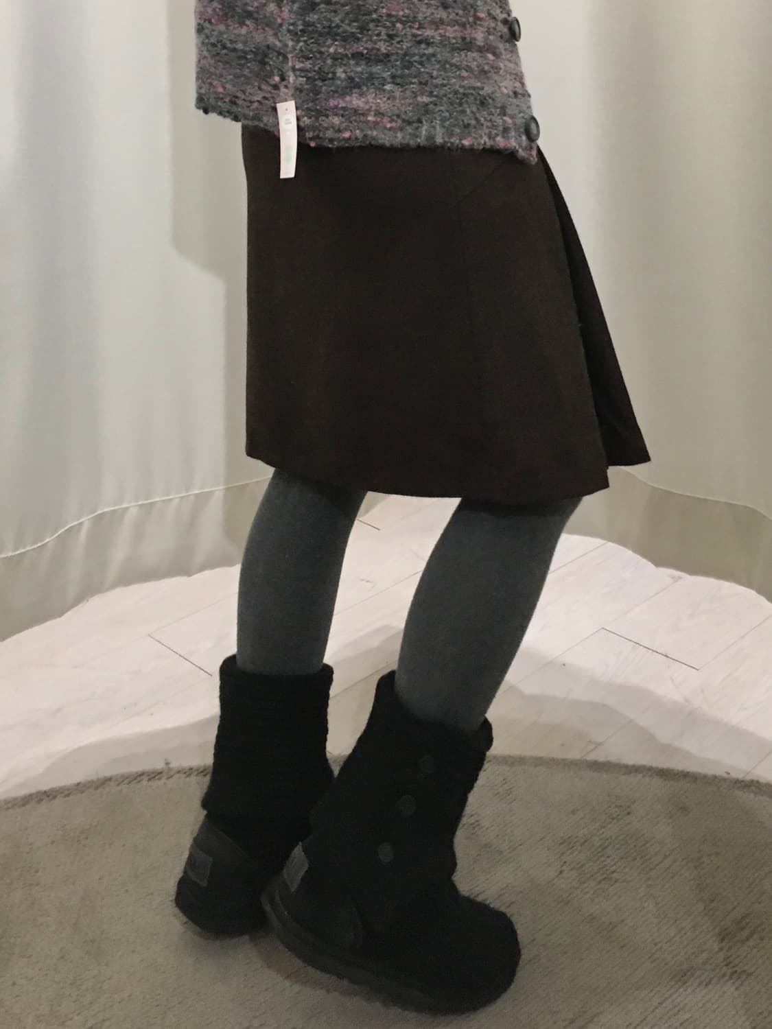 다크 브라운 울 플리츠 스커트 상품이미지2