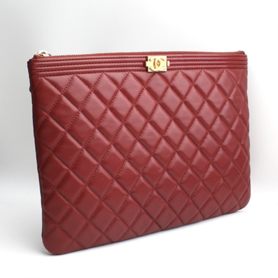샤넬 버건디 보이 퀼팅 클러치백 미듐 상품이미지2