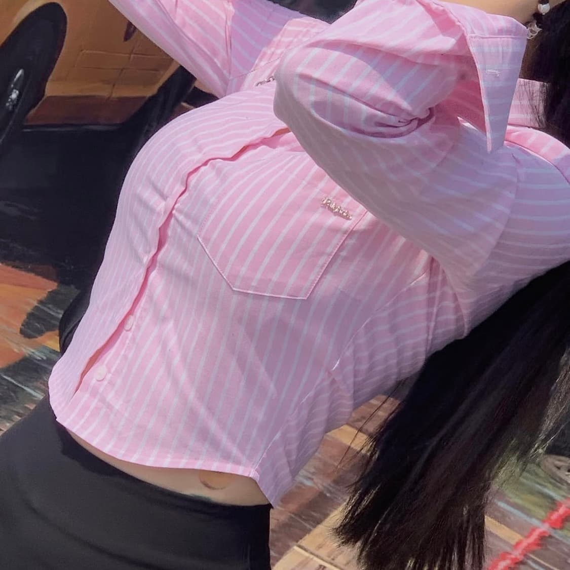 페일제이드 옥스포드 스트라이프 셔츠 핑크 S 상품이미지3