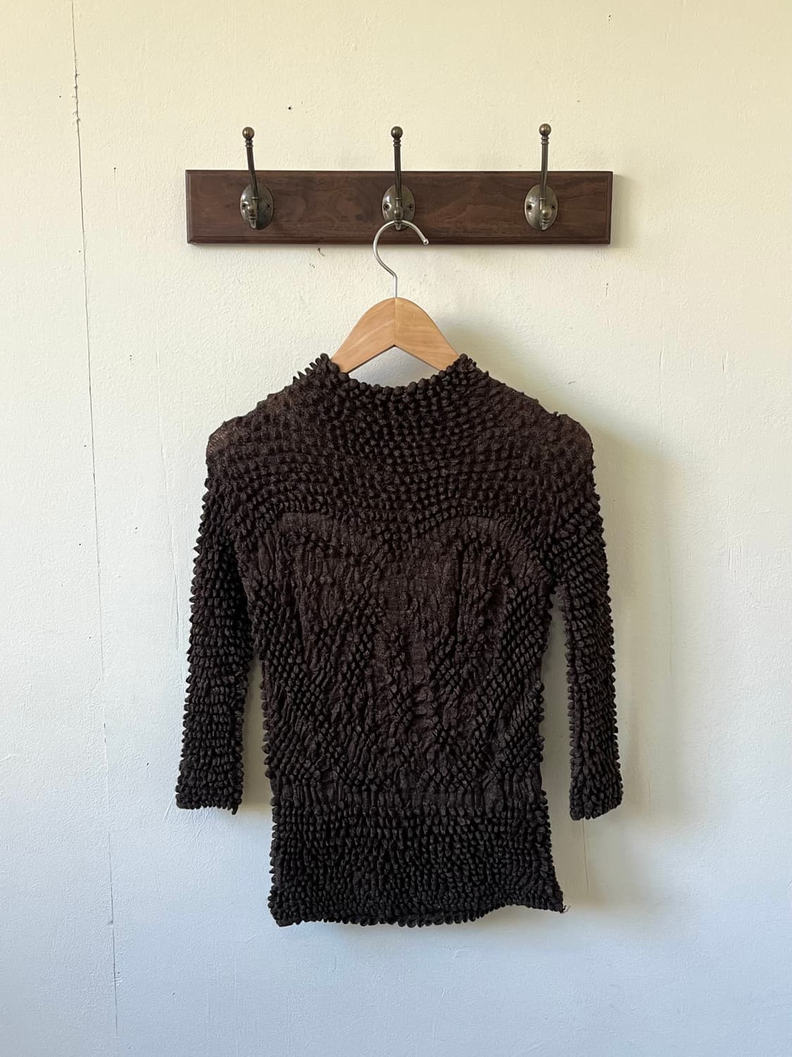 Japan Vtg 올리브 텍스쳐 탑 상품이미지3