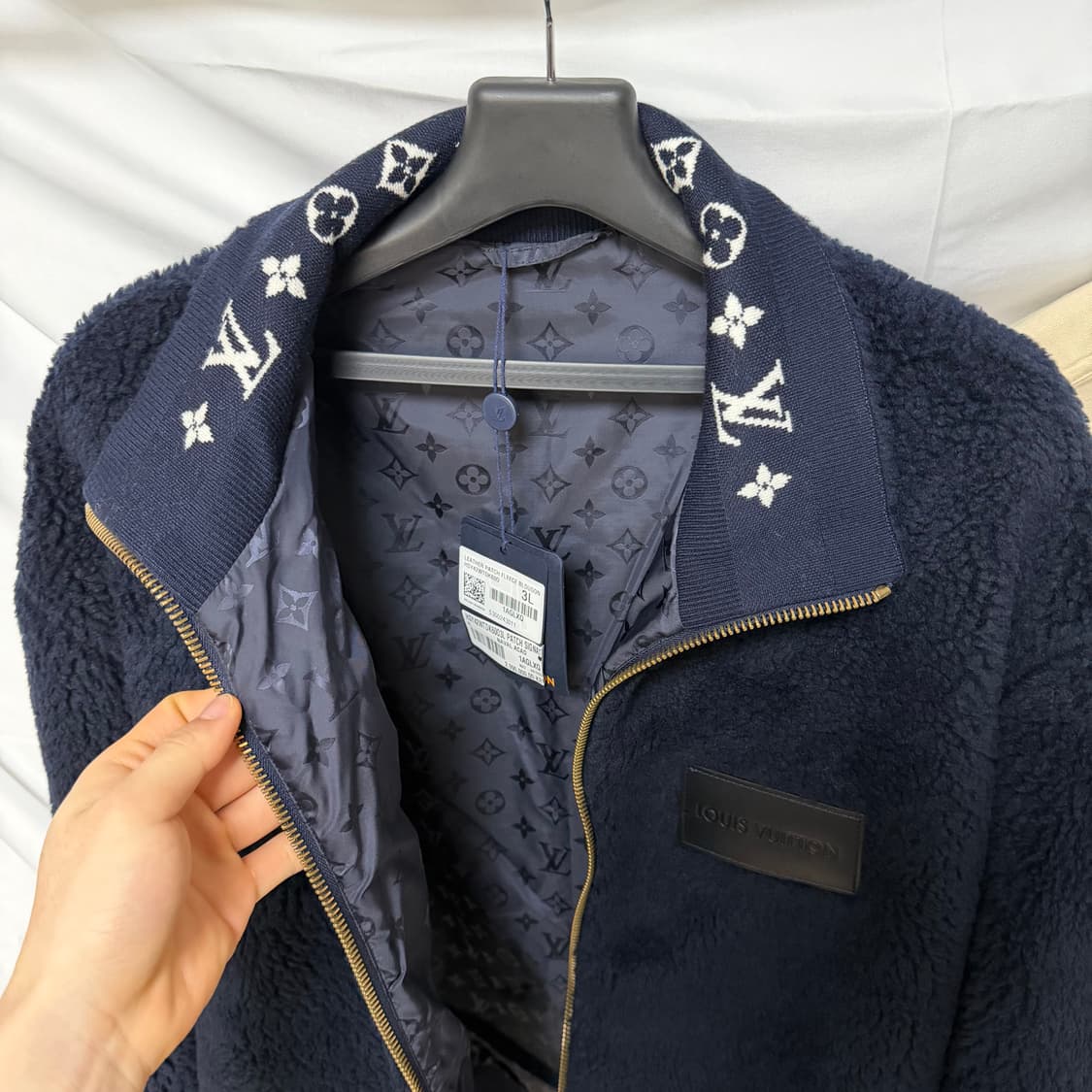 [미사용/2XL] 25FW 루이비통 레더패치 플리스 블루종 자켓 상품이미지6