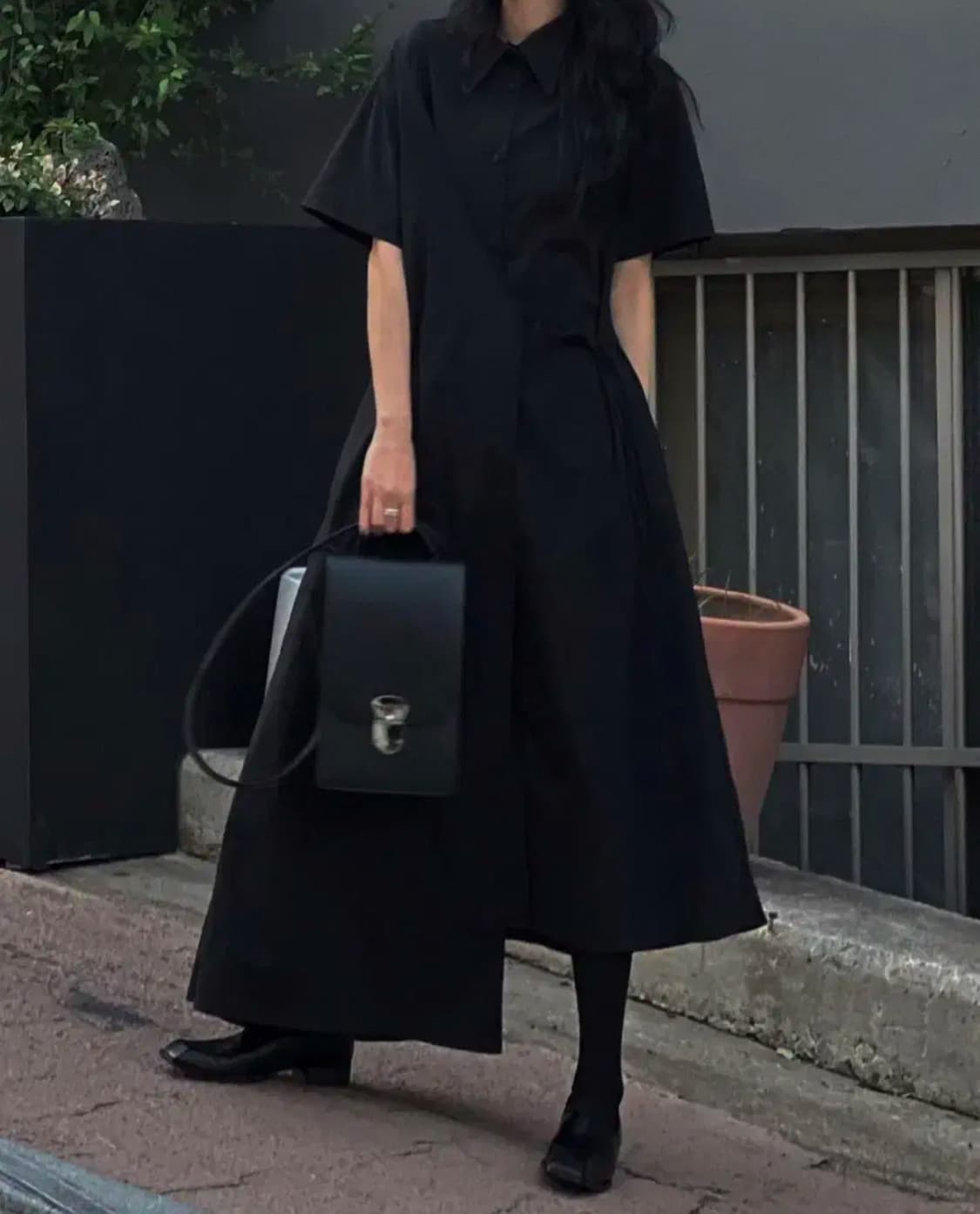 트리밍버드 Half wrap shirts one-piece [black] 상품이미지1