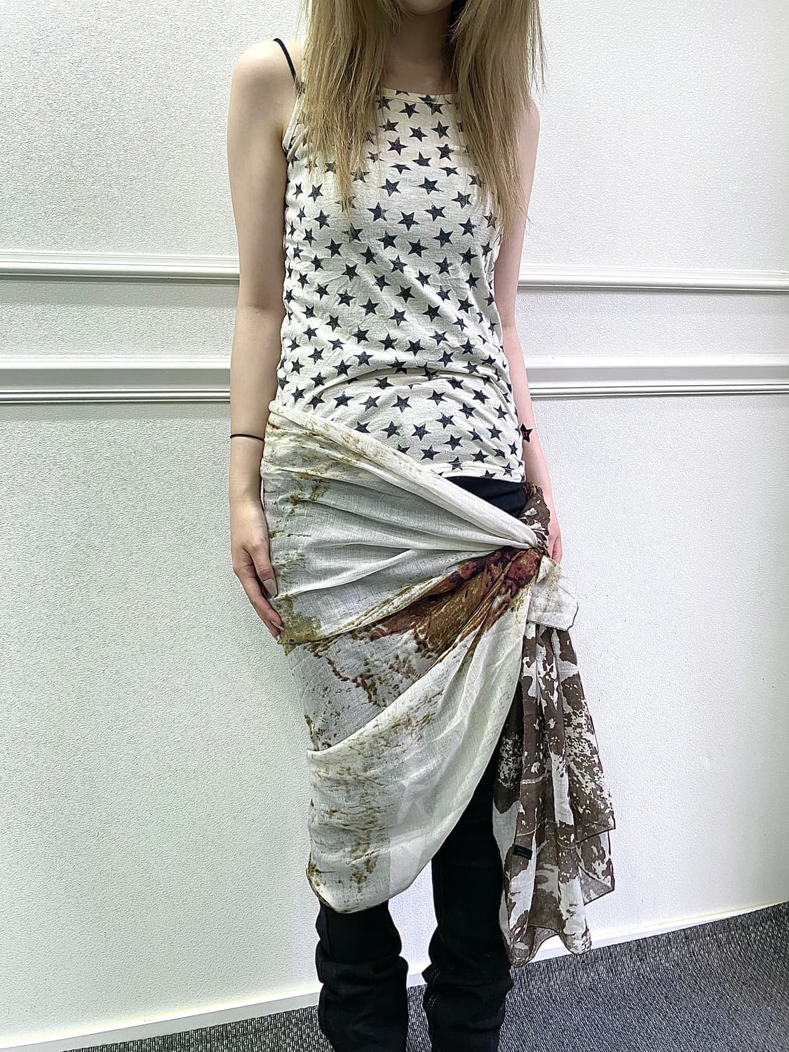 2000s Mood Star Print Sleeveless 상품이미지1