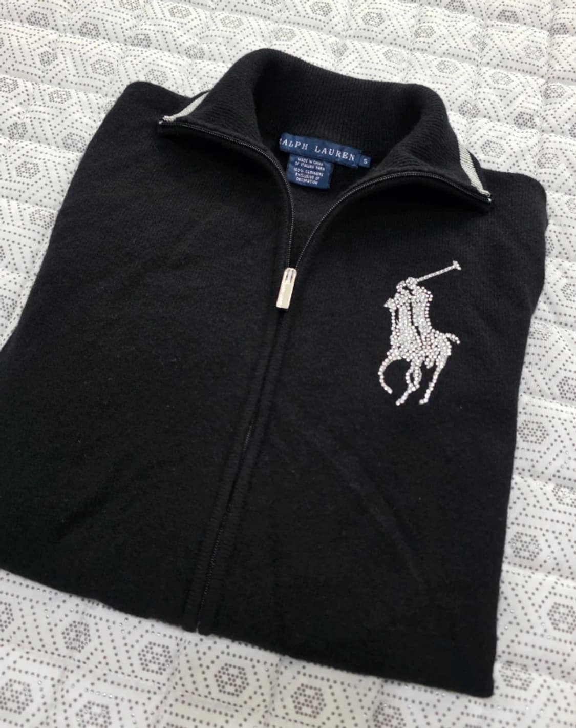 폴로 블랙 큐빅 집업 가디건 55 상품이미지1