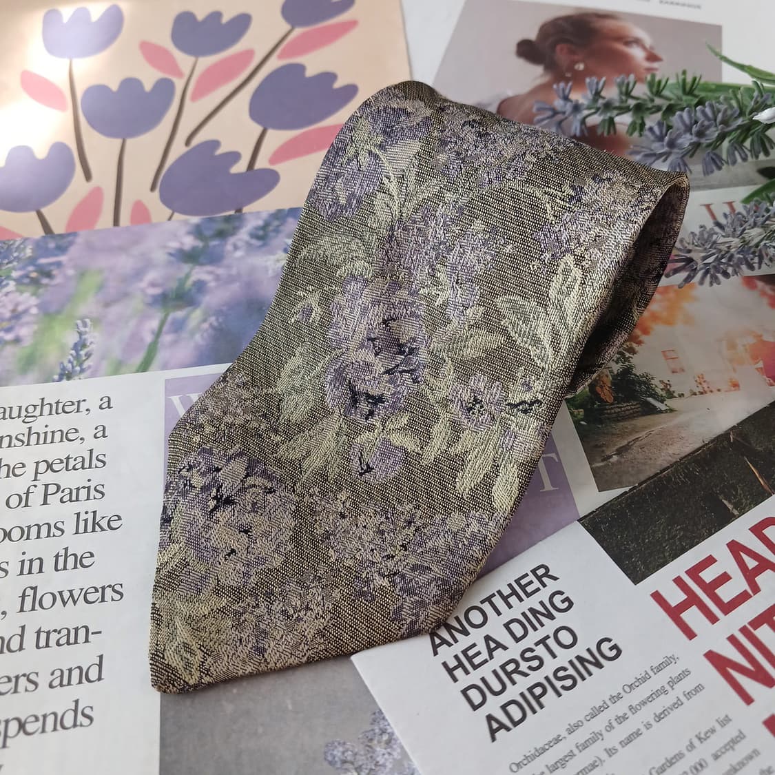 루치아노 소프라니 실크 플로럴 넥타이 8.8cm A등급 A19352
 상품이미지3