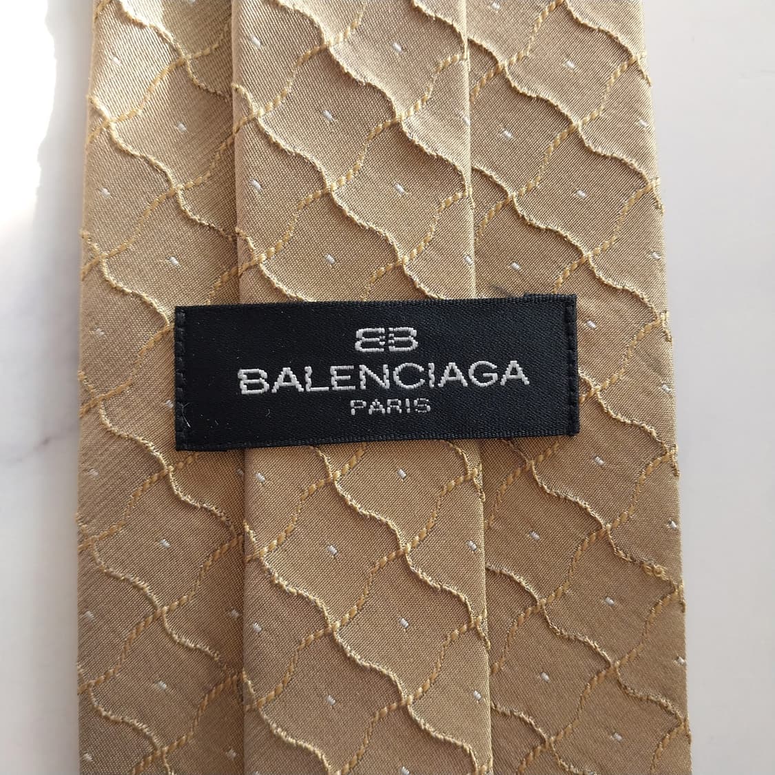 발렌시아가 실크 골드옐로우 자카드 넥타이 9.9cm A+등급 K1347
 상품이미지10