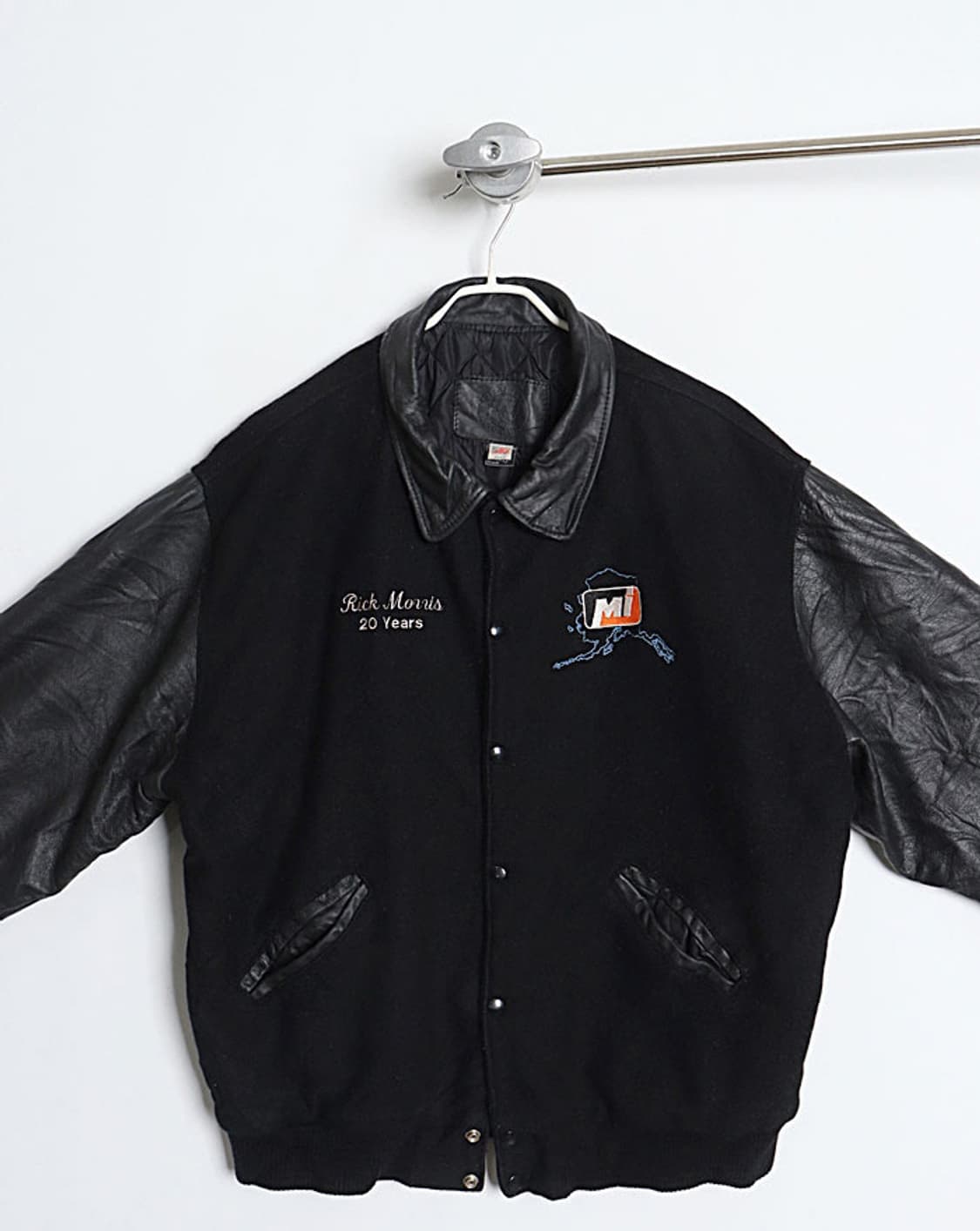 90's HEAVY DUTY Wool&Leather 바시티자켓 오버사이즈 상품이미지2