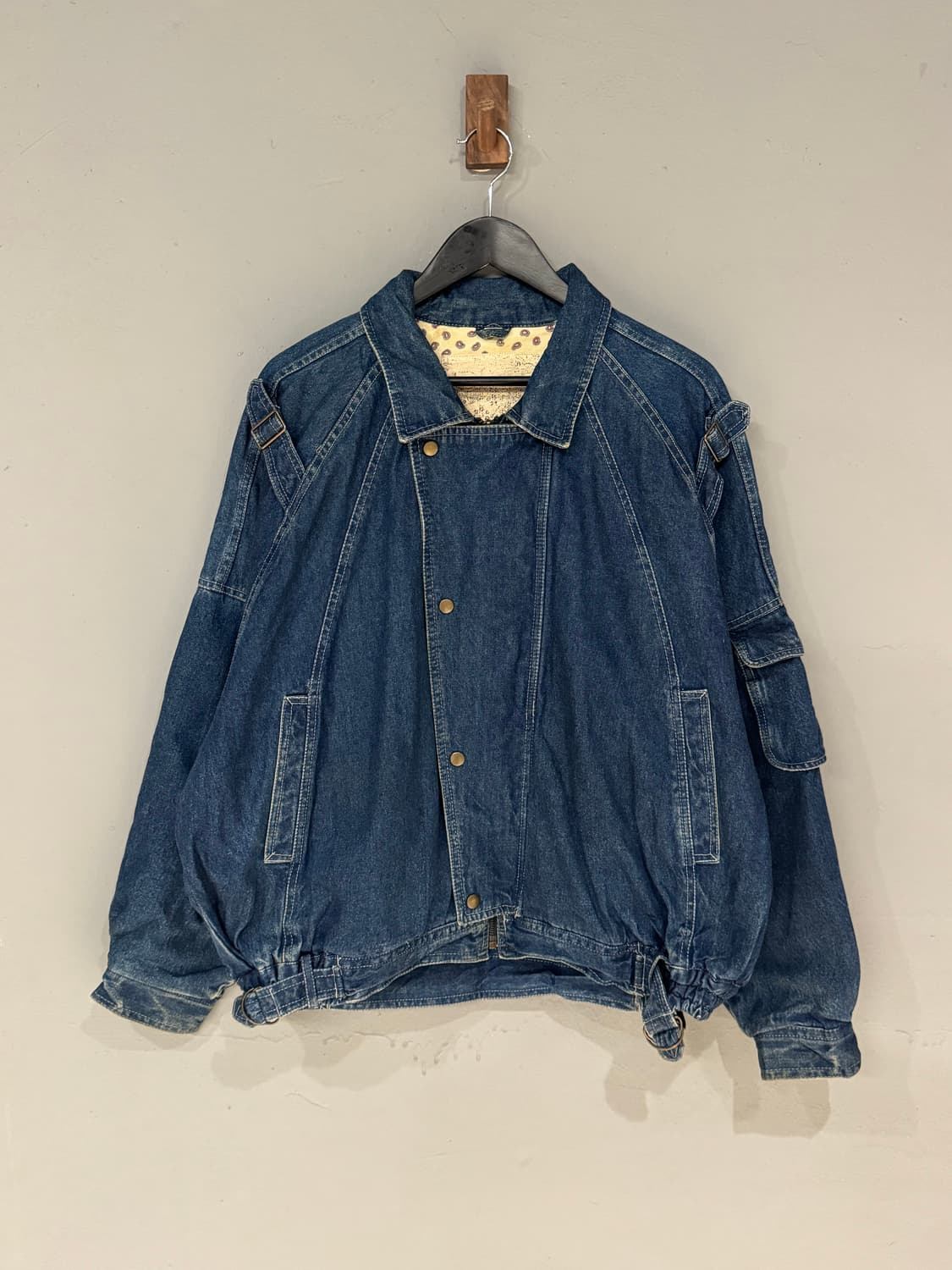 90s JPN 언발란스 디테일 봄버 데님자켓 상품이미지2