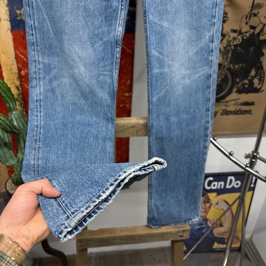 00s 리바이스 502 레더패치 빈티지페이딩 데님팬츠 N568 상품이미지4