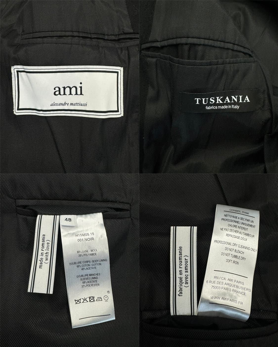 아미 15AW 싱글 브레스티드 Tuskania 울 코트 상품이미지10