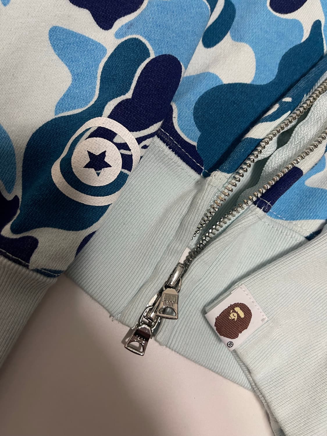베이프 BAPE 블루 카모 샤크 후드집업 L 상품이미지8