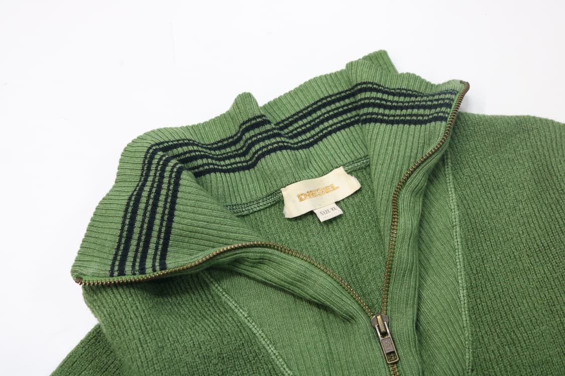 디젤 빈티지 스트라이프 라인 하프집업 울 니트 상품이미지4