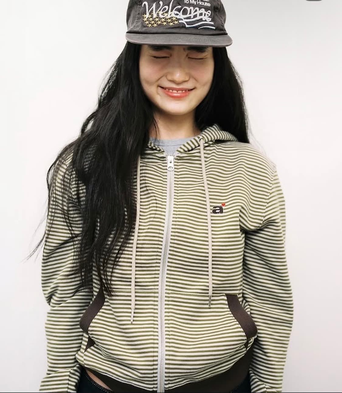 aeae 후디 집업 카키 스트라이프 상품이미지2