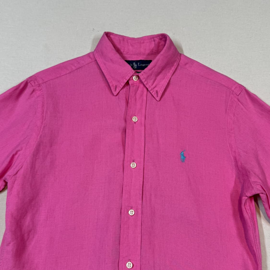 S) 폴로 랄프로렌 핑크 반팔 린넨 셔츠 상품이미지3
