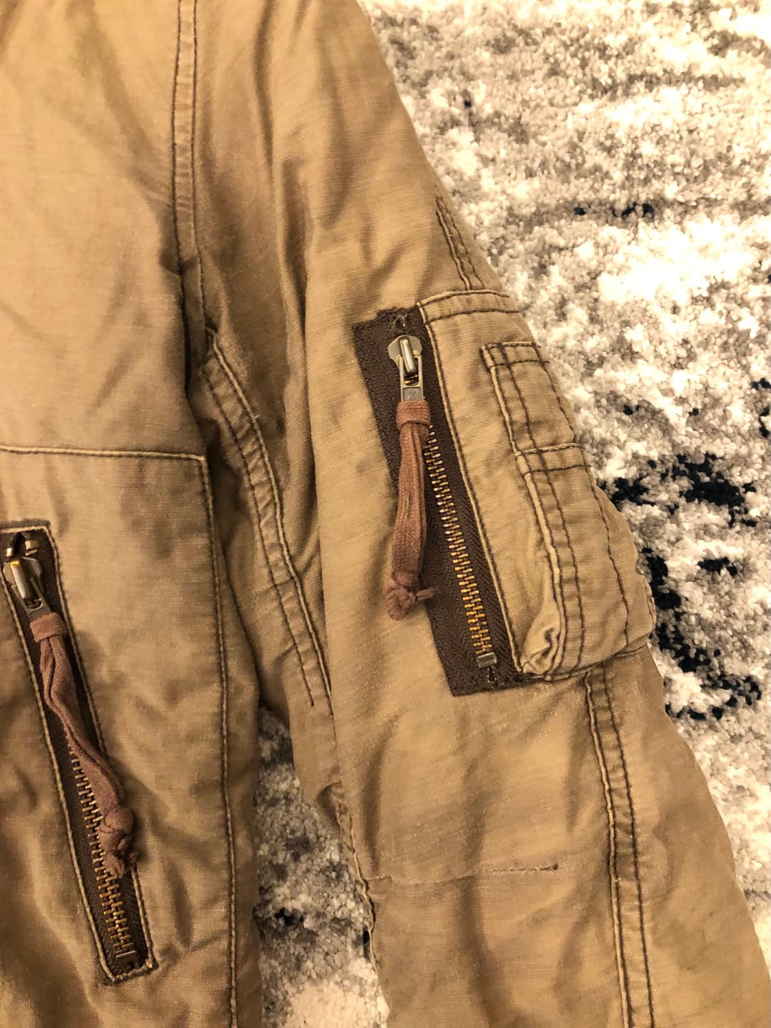 00‘s • y2k 카키 퍼 후드 패딩 상품이미지4