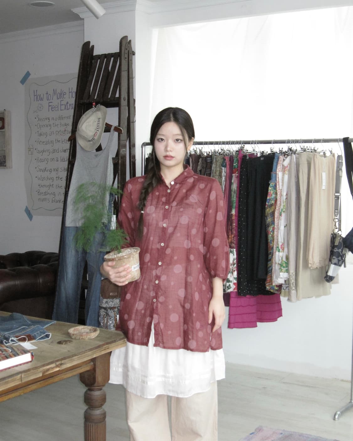 레드 도트 블라우스 상품이미지1