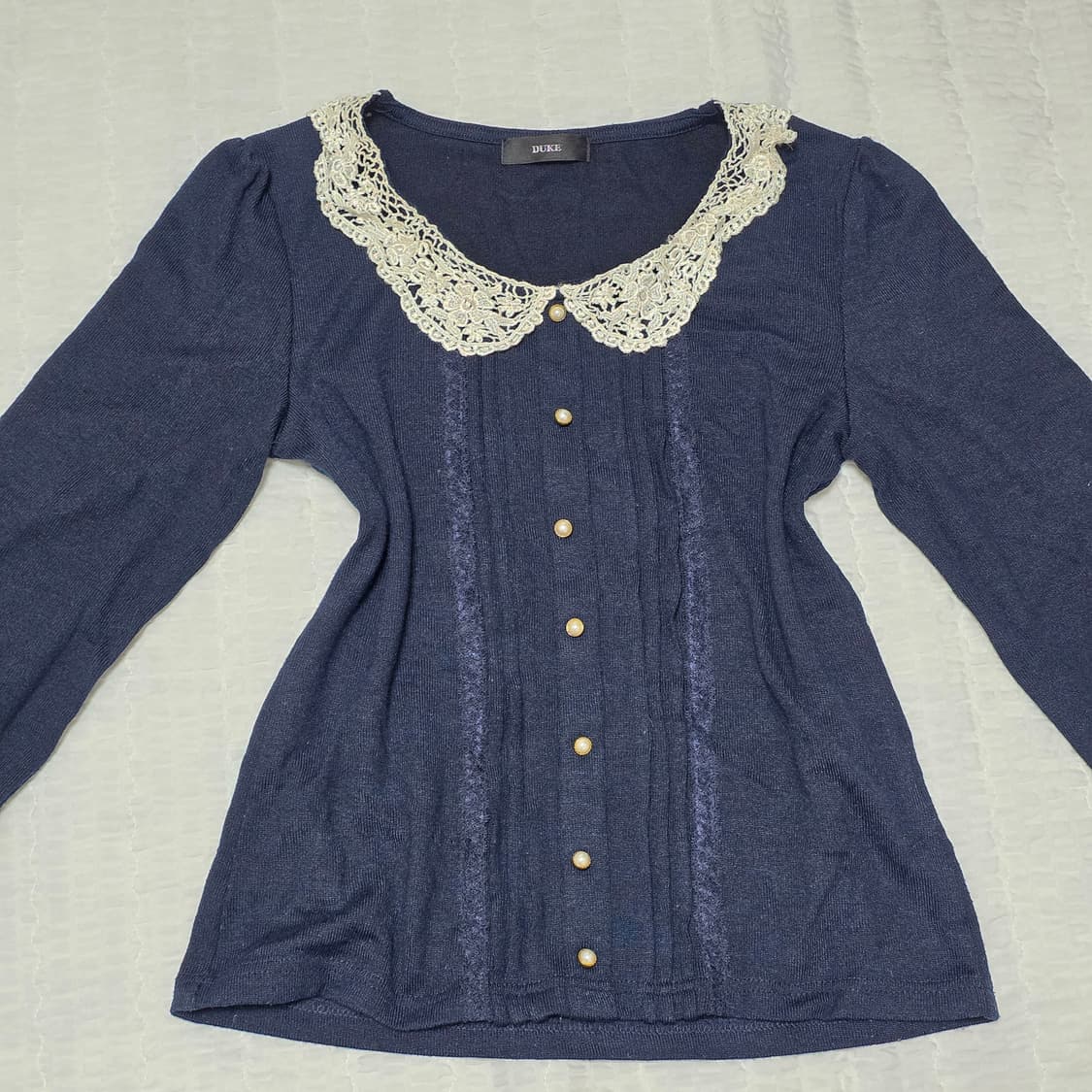 공겜여주st모리걸 레이스 네이비 로걀 블라우스 상품이미지2