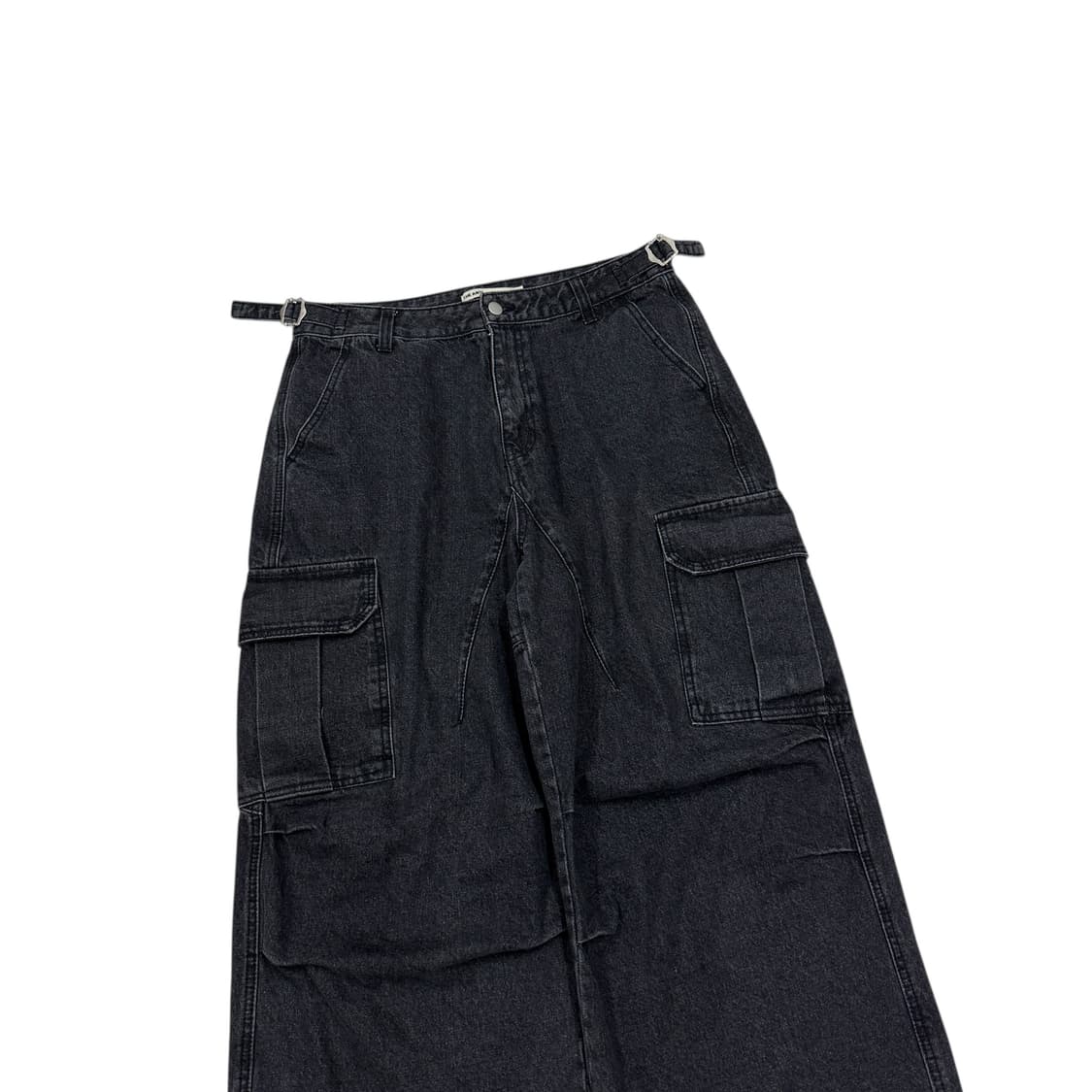 디안티플랫폼 데님 카고 와이드팬츠 바지 블랙 M 상품이미지2