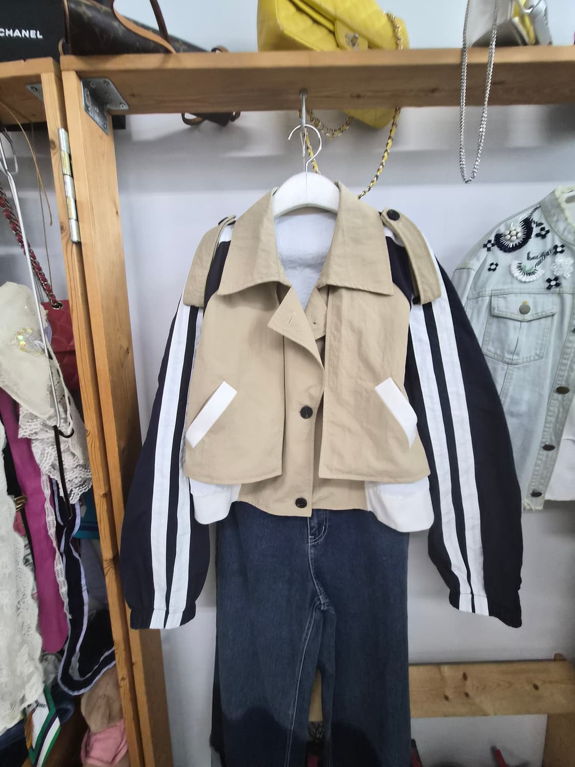 스포티 데님 배색 롱스커트.레터링 트렌치점퍼 상품이미지7