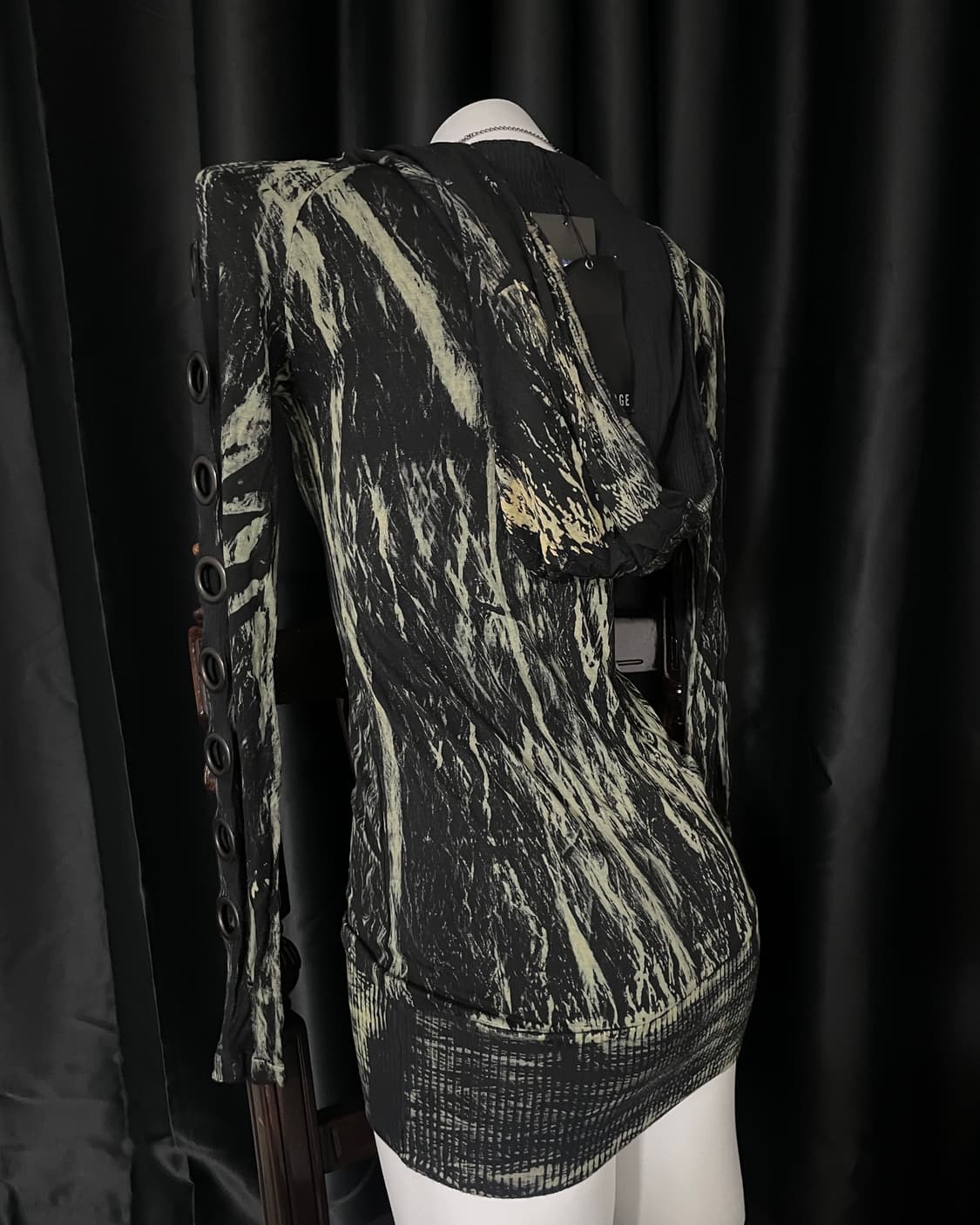 Salvage Lace-up Marble Longsleeve Dress 상품이미지4