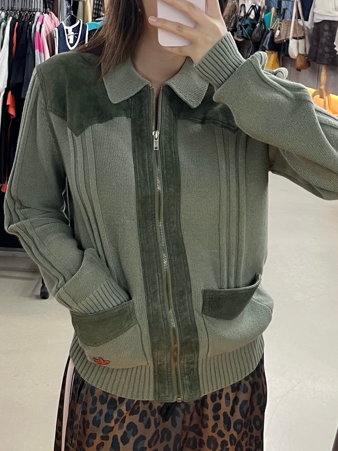 아디다스 니팅+스웨이드 집업 상품이미지1