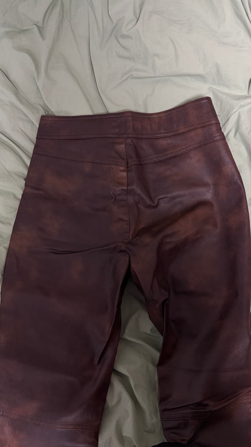 자라 페이크레더 브라운 기모바지 S 상품이미지4