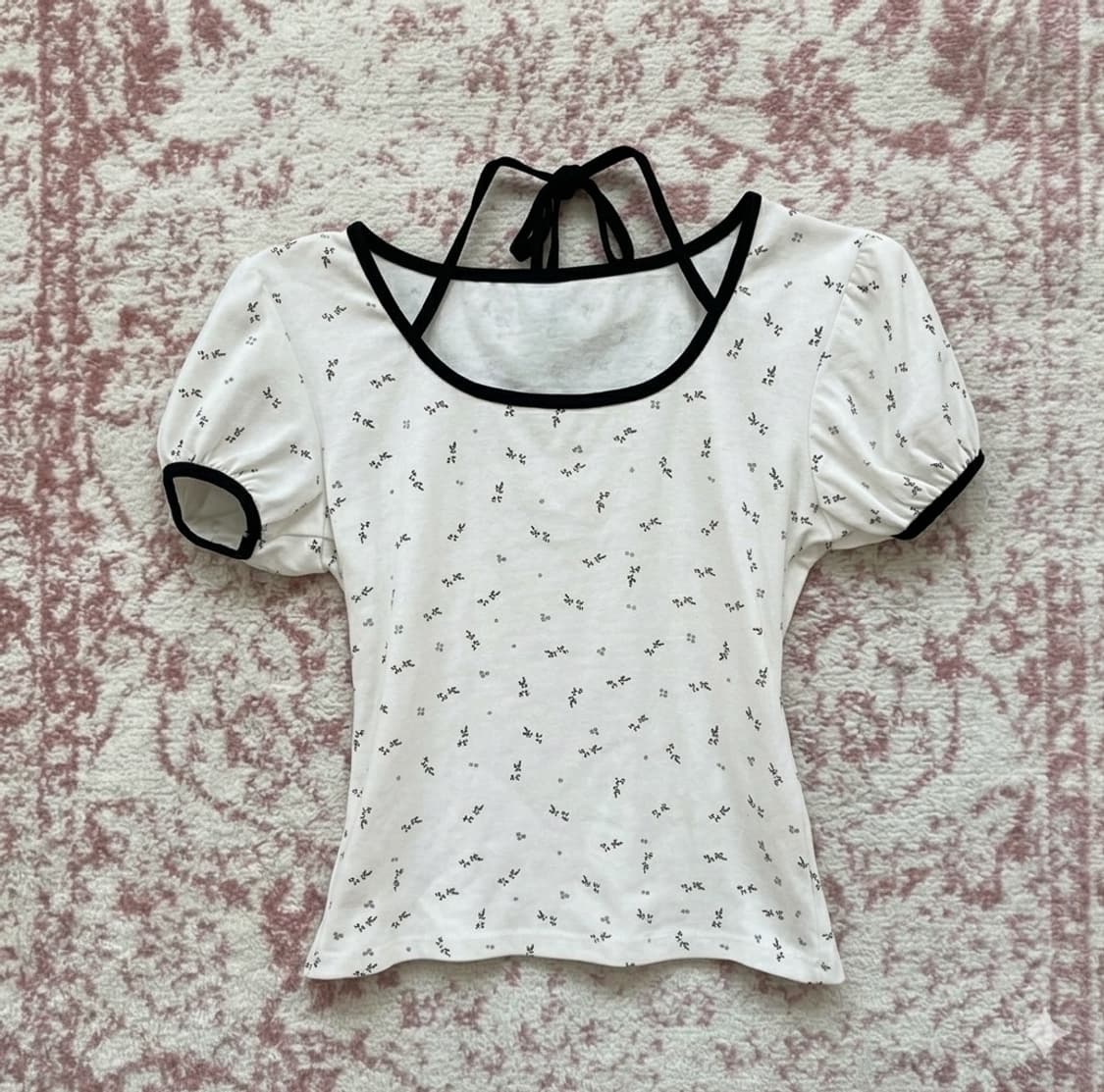 빈티지 러블리 리본 링거 셔링 반팔 985 y2k 스트릿 갸루 펑키 일본 상품이미지1