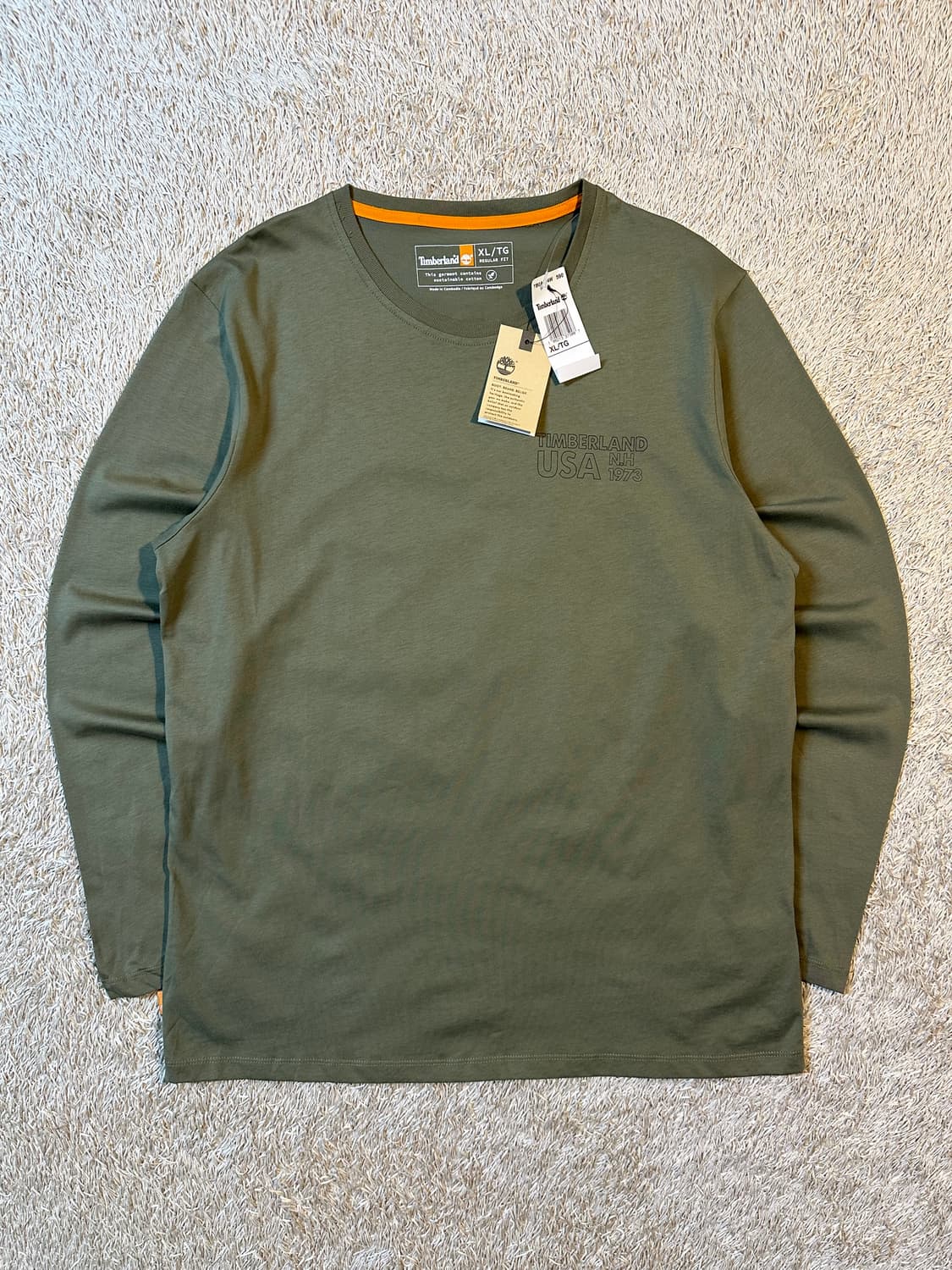 팀버랜드 TIMBERLAND 백로고 롱슬리브 긴팔 티셔츠 올리브 상품이미지2