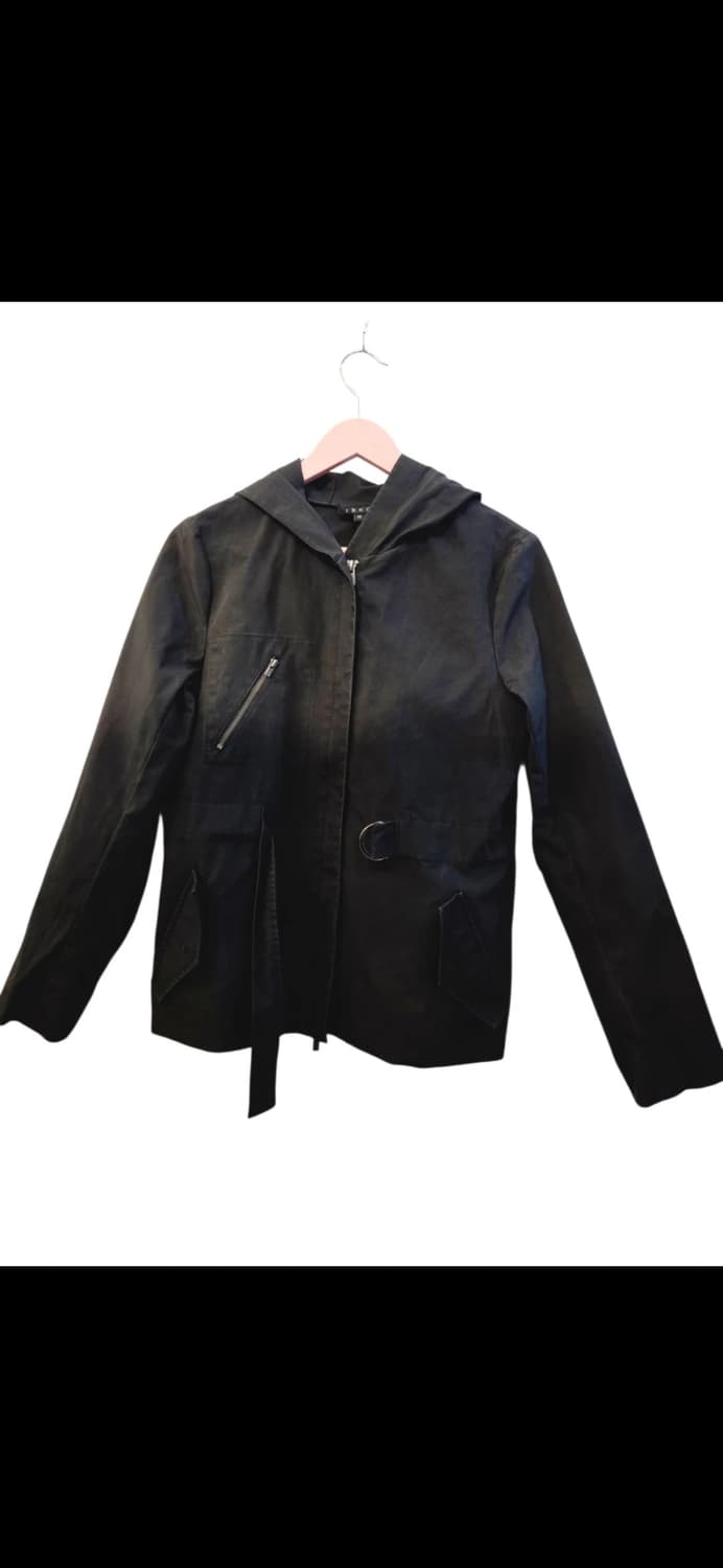 띠어리 후드 벨티드 블랙 자켓 상품이미지1