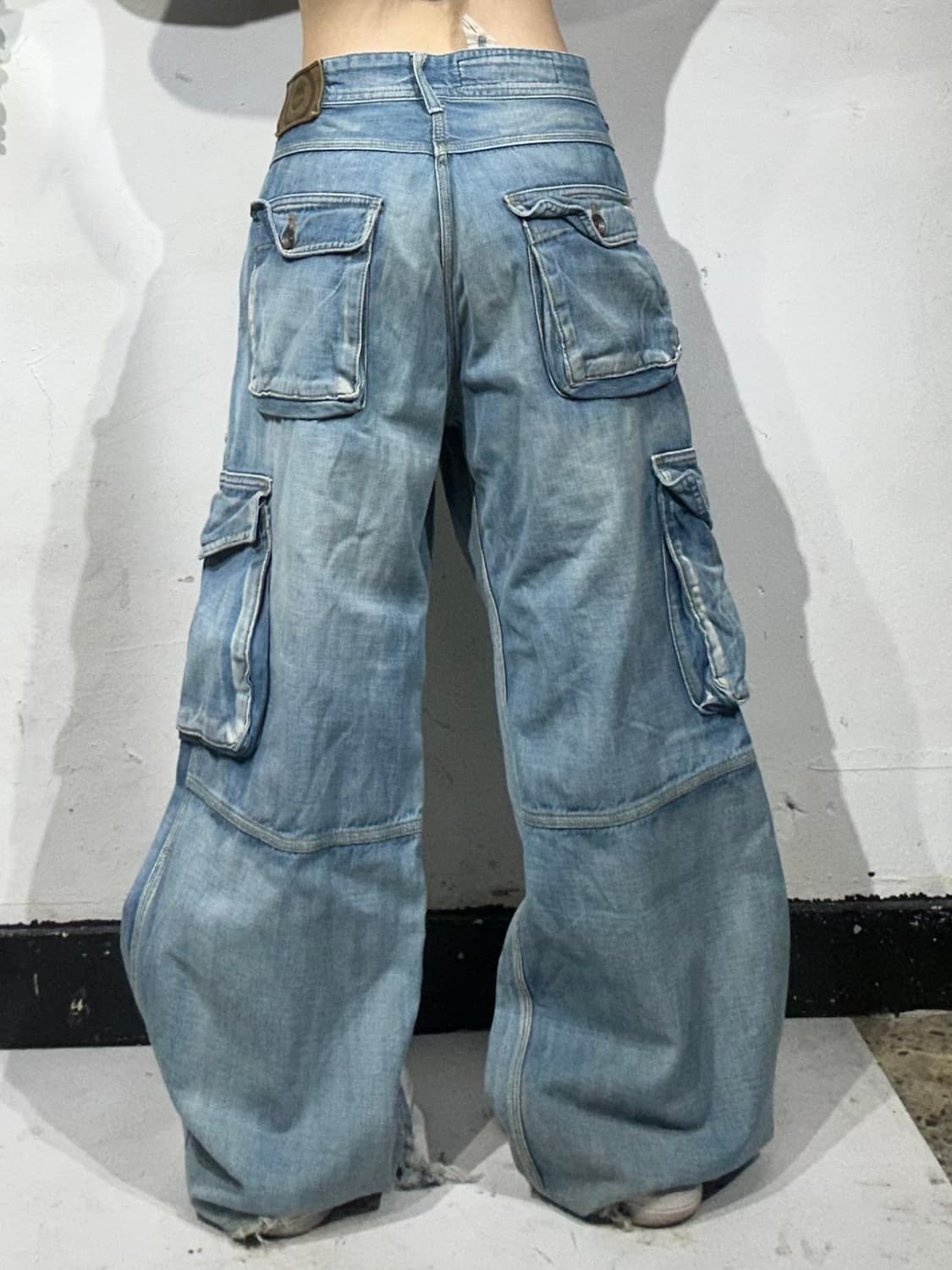 A.N.B 대장급 유틸리티 멀티 포켓 데님 와이드 카고 팬츠 청바지  상품이미지3