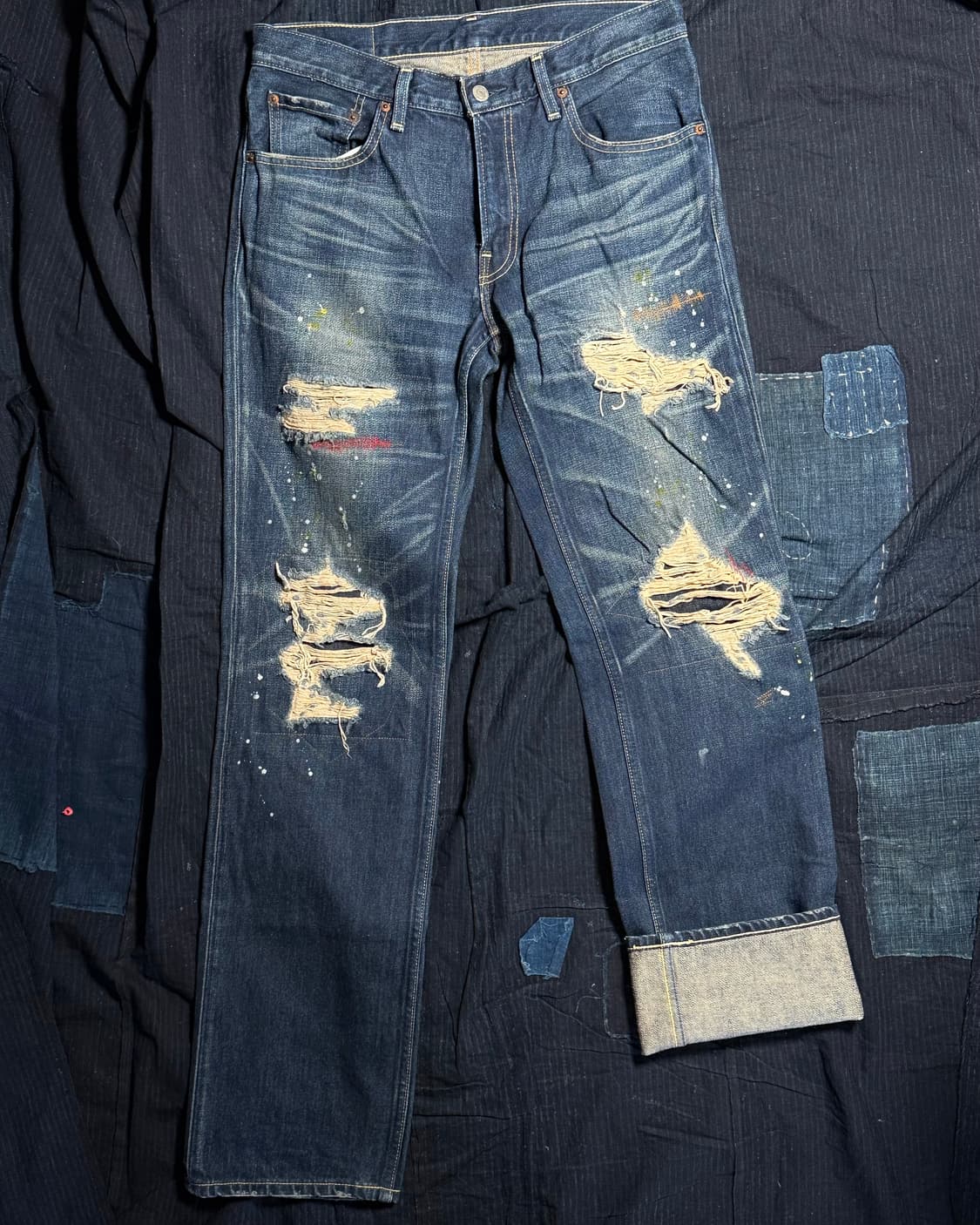 리바이스 슬림&레귤러 테이퍼드핏 페인팅 데미지 데님 팬츠 32 상품이미지1