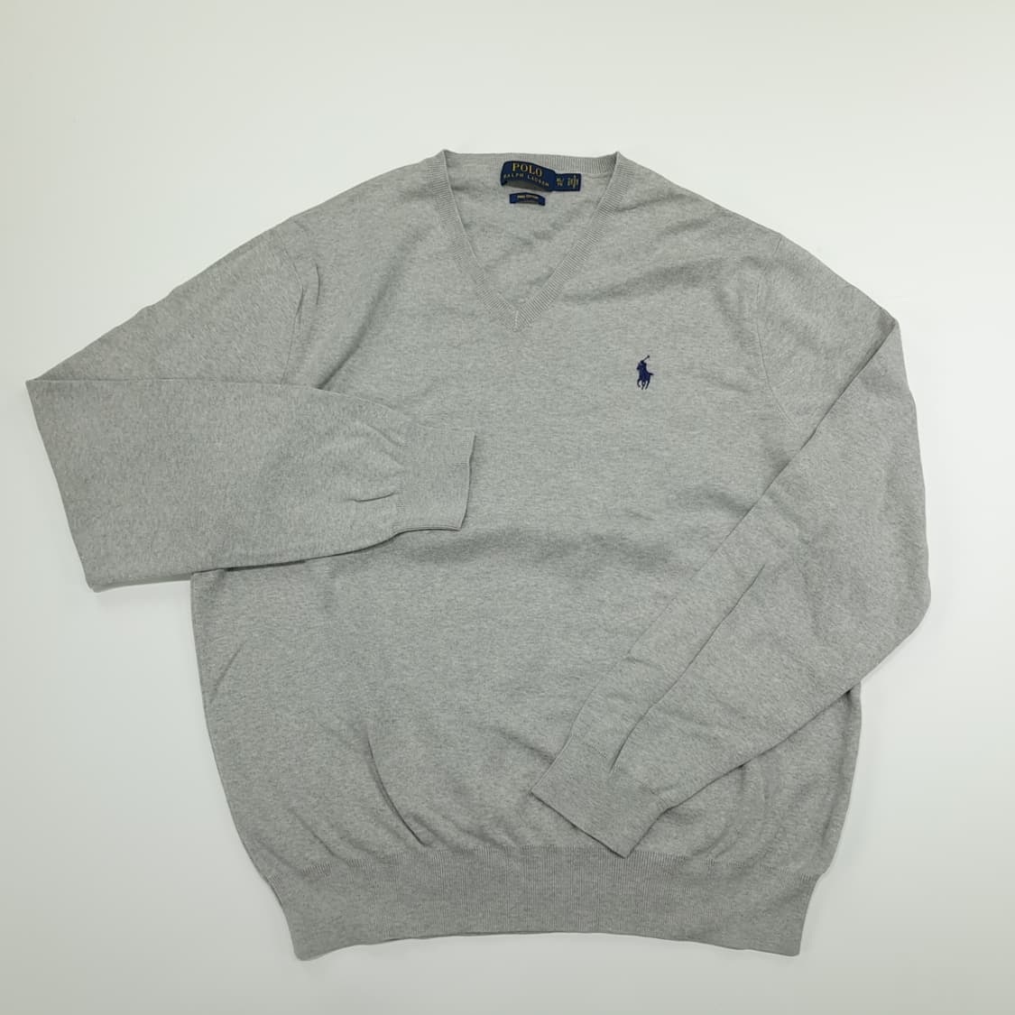CN810 XL 폴로 랄프로렌 그레이 V넥 피마코튼 긴팔 니트 스웨터 상품이미지2