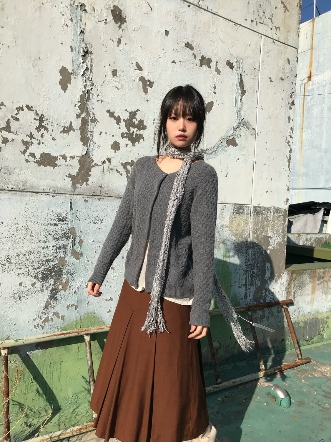 그레이 램스울 가디건 상품이미지1