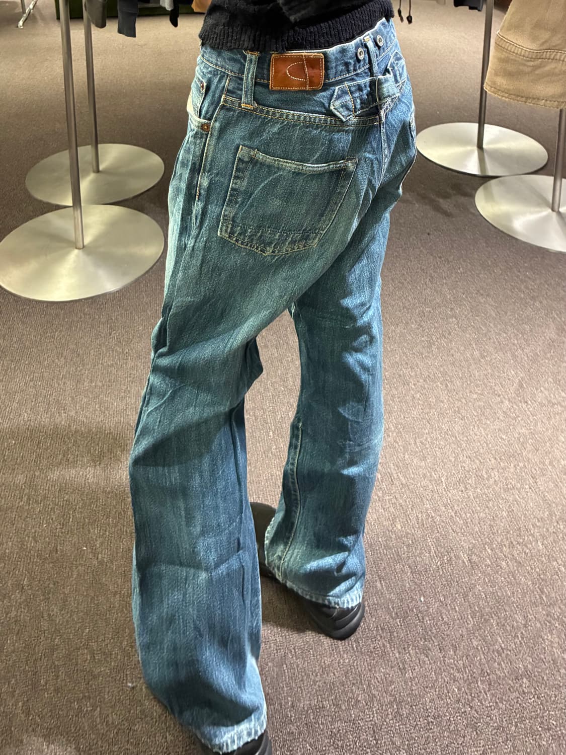 4)Japanese vintage 벨트 디테일 데님팬츠 상품이미지1