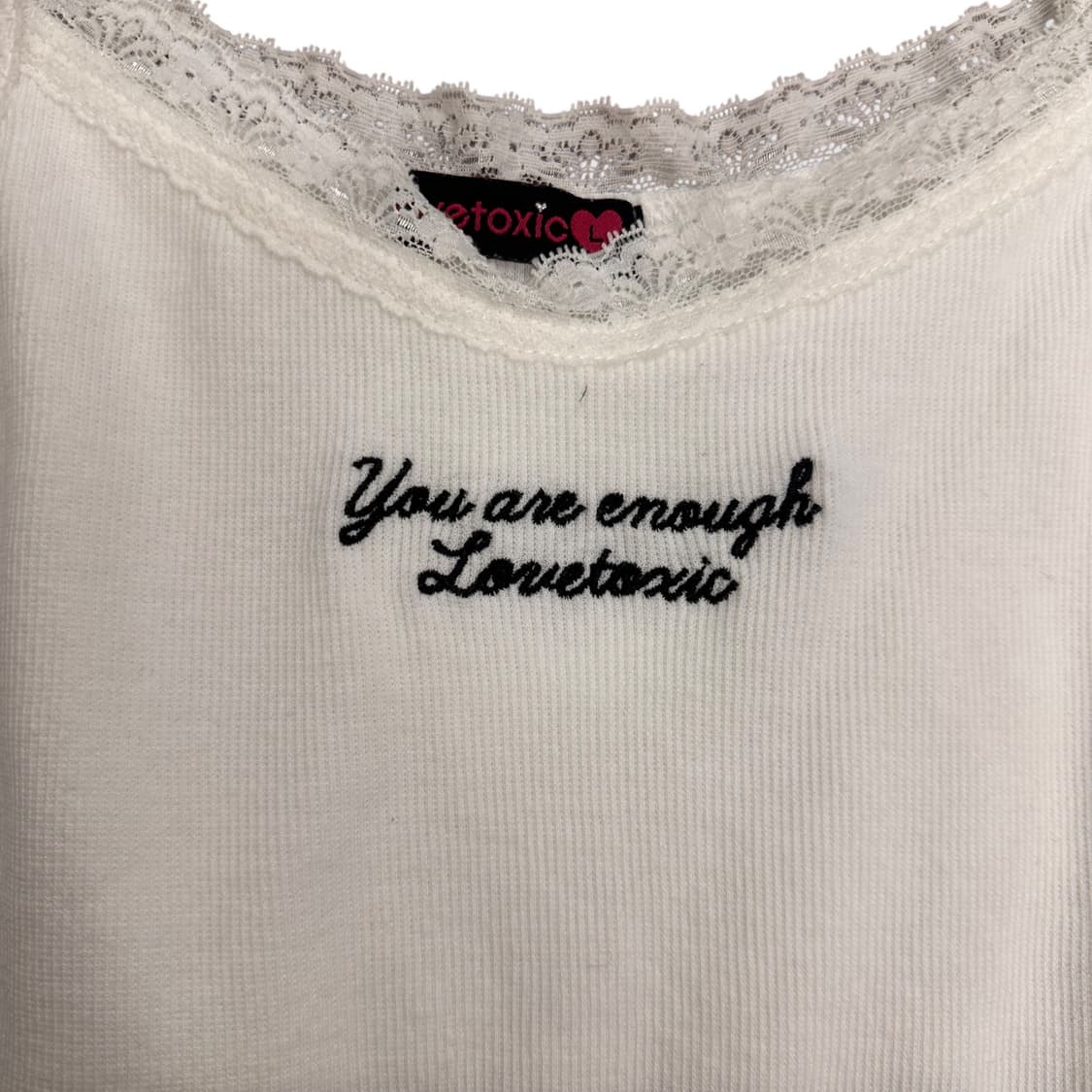 White Embroidery Lettering Lace Top 상품이미지6