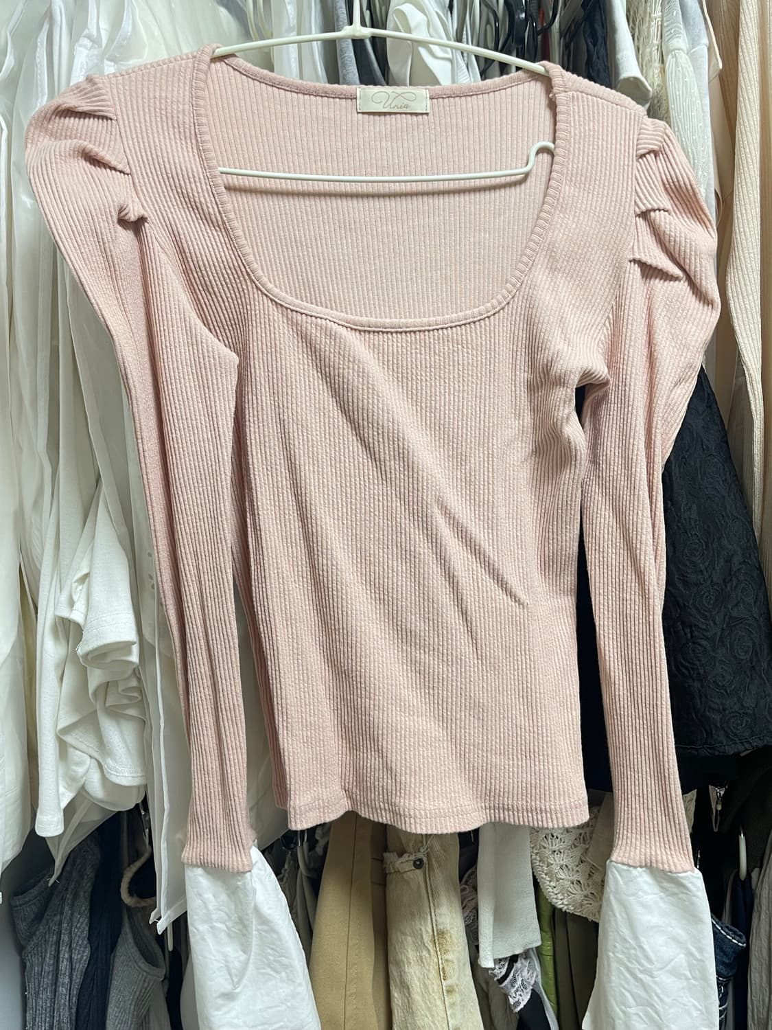퍼프 레이어드 티셔츠_PINK 상품이미지3
