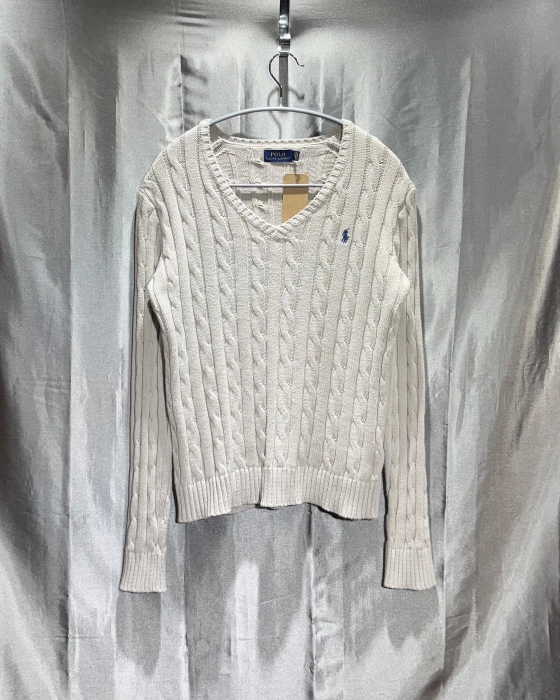 S 폴로랄프로렌 그레이 브이넥 케이블 니트 상품이미지2