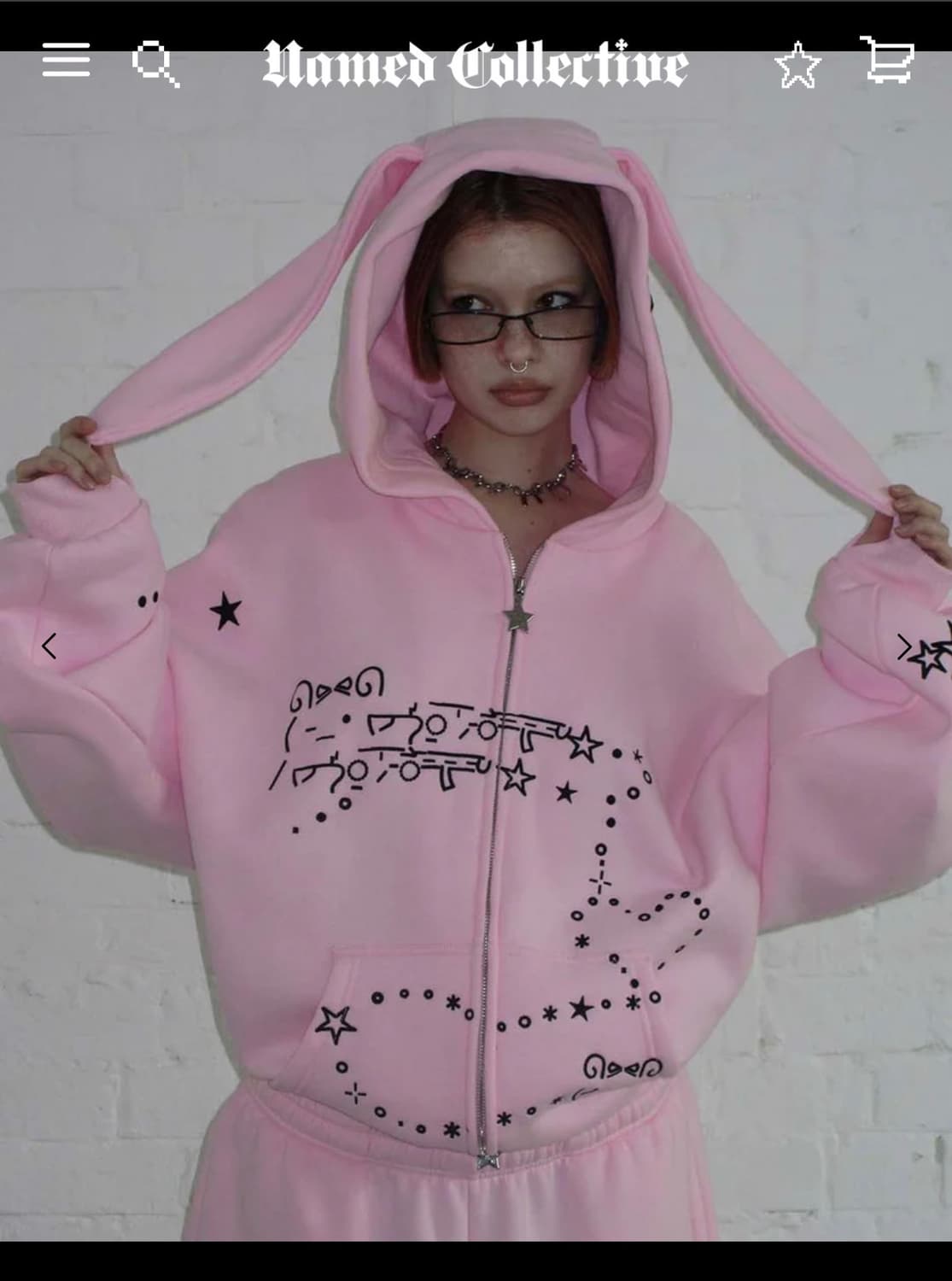 MALFUNCTION BUNNY ZIP HOODIE BABY PINK 상품이미지2