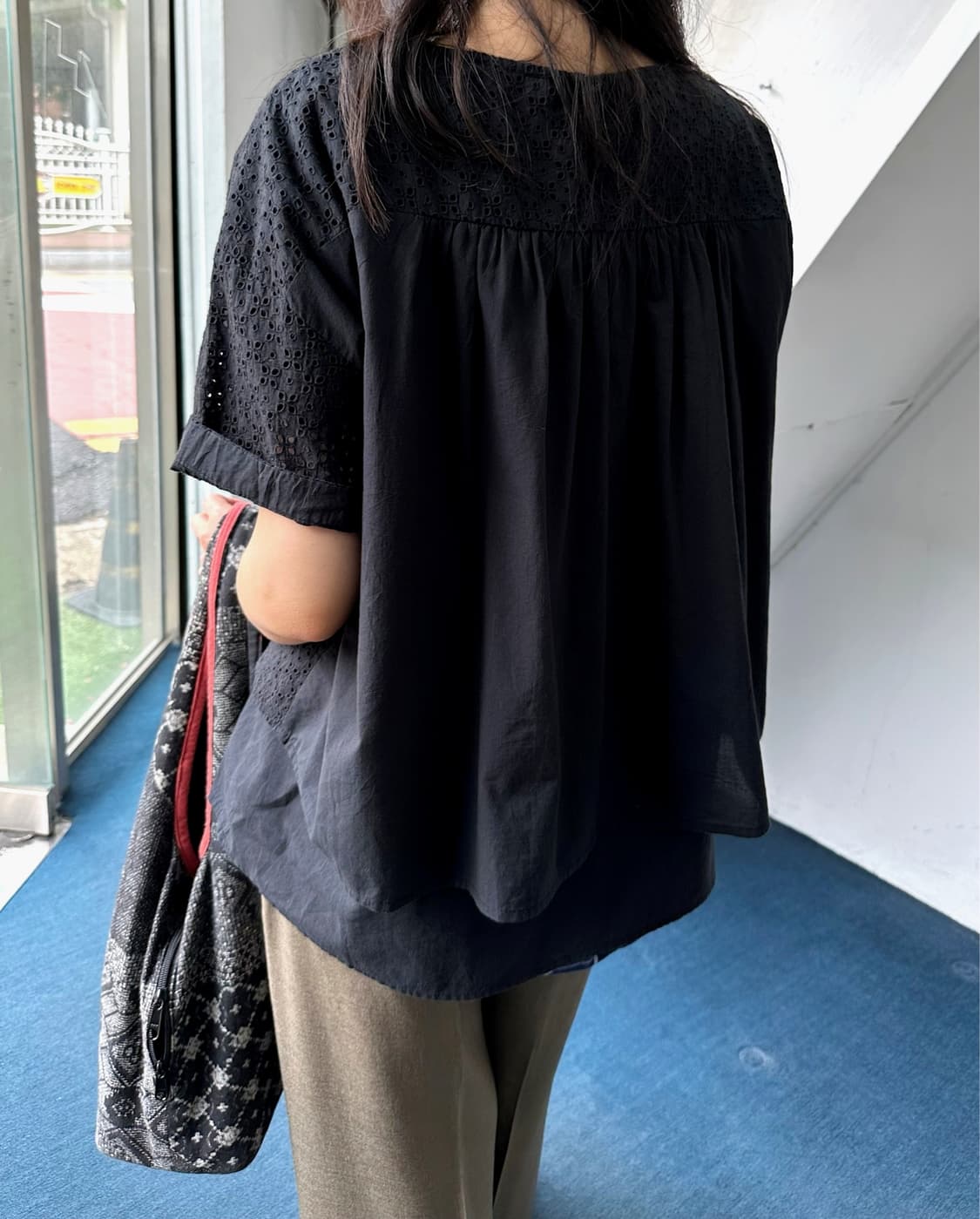 Wide silhouette panel cotton blouse shir 상품이미지10