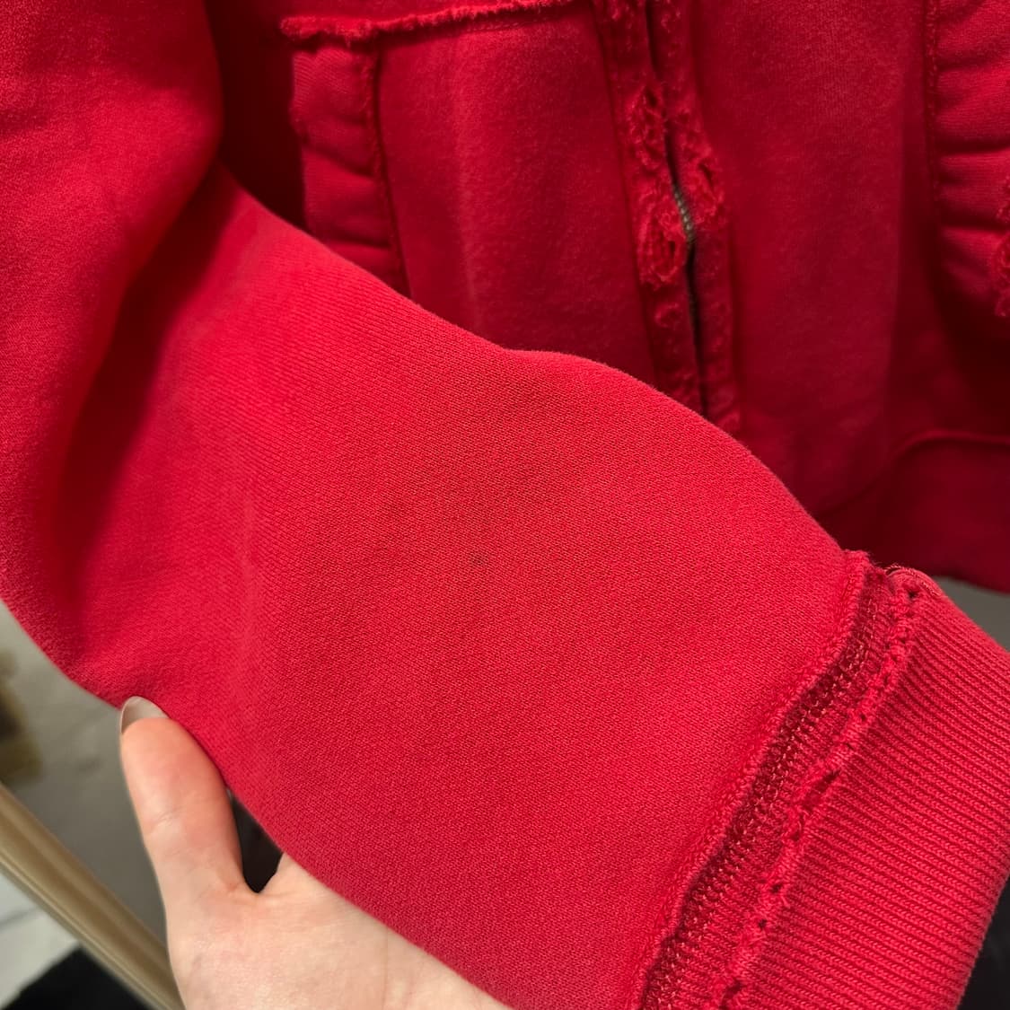 Hollister 홀리스터 키치 레드 데미지 기모 후드집업 상품이미지3